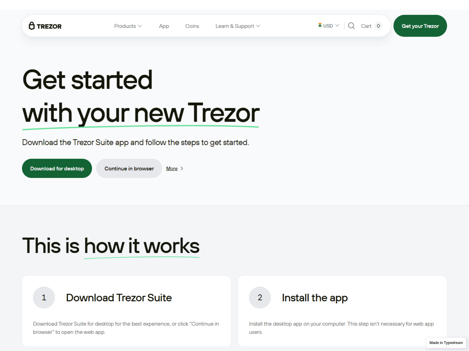 Screenshot of help-trezor-io-start-us.typedream.app