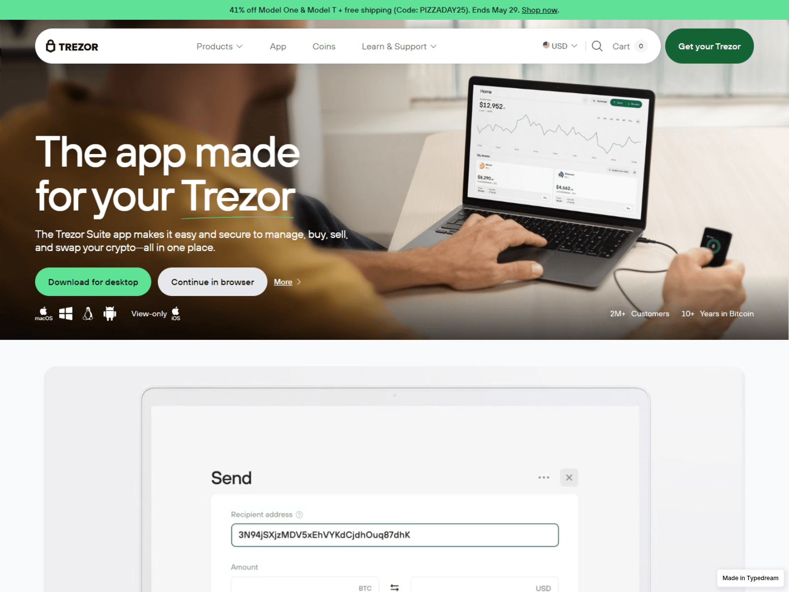 Screenshot of trezor-bridge-web-sso.typedream.app