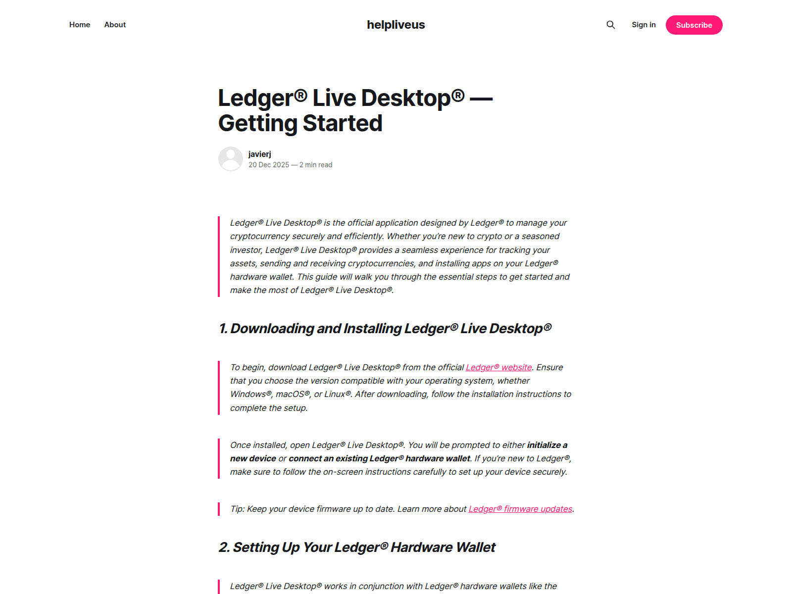 Screenshot of helpliveus.ghost.io