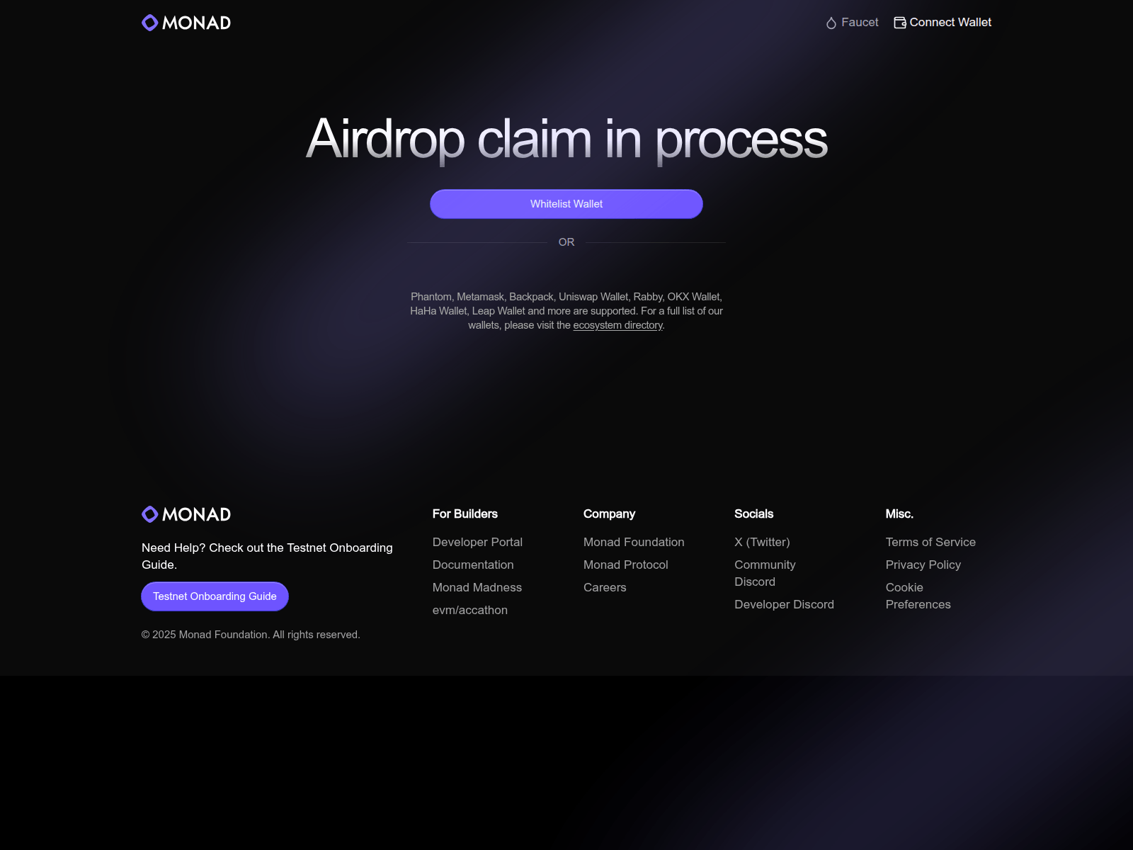 Screenshot of monad-whitelist.net
