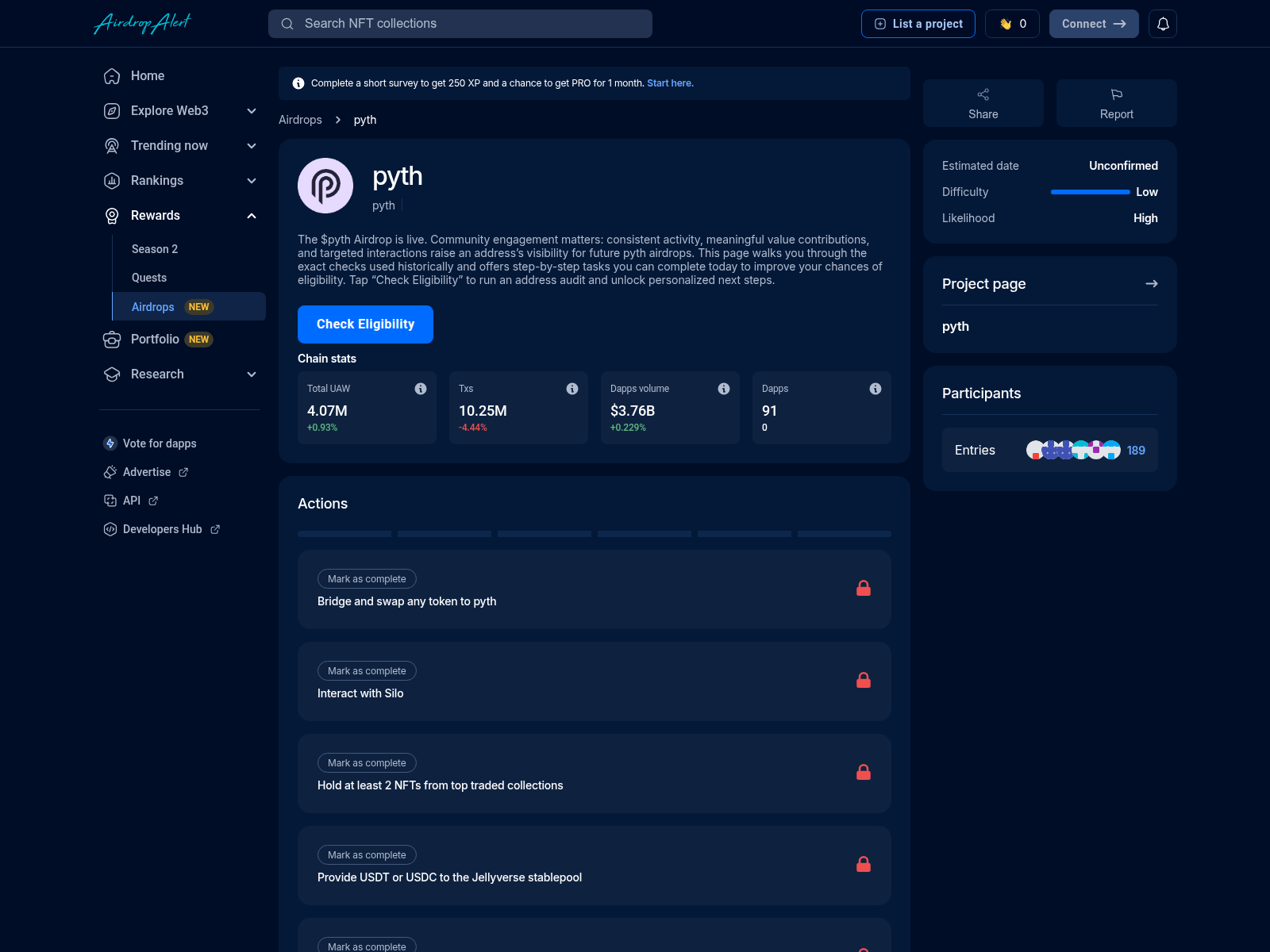 Screenshot of pyth.airdropsalert.pro