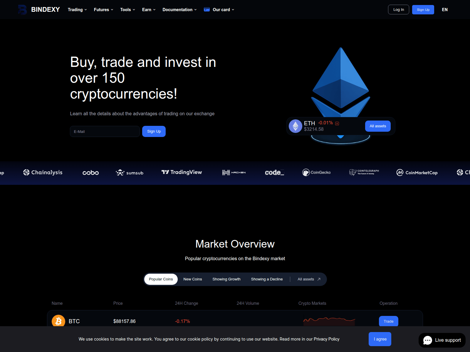Screenshot of bindexy.io
