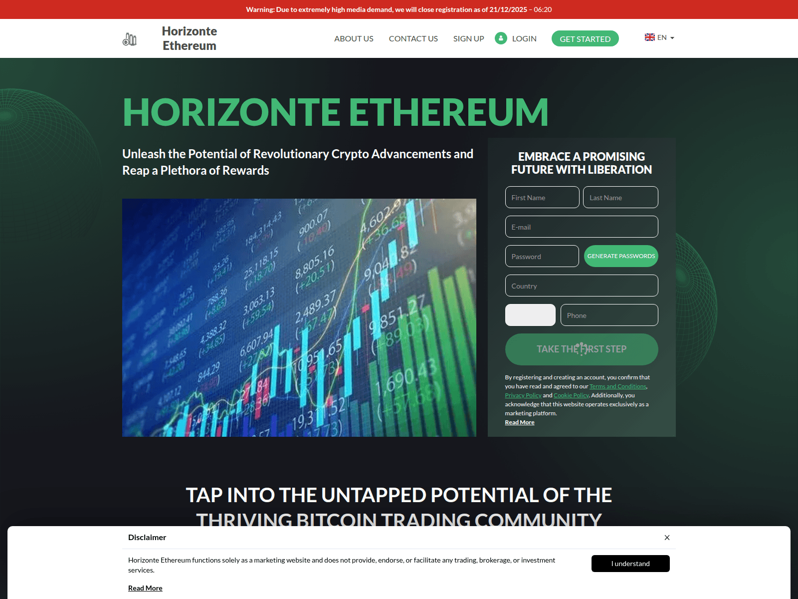 Screenshot of horizonte-ethereumsoft-com.cryptofinancetrack.com
