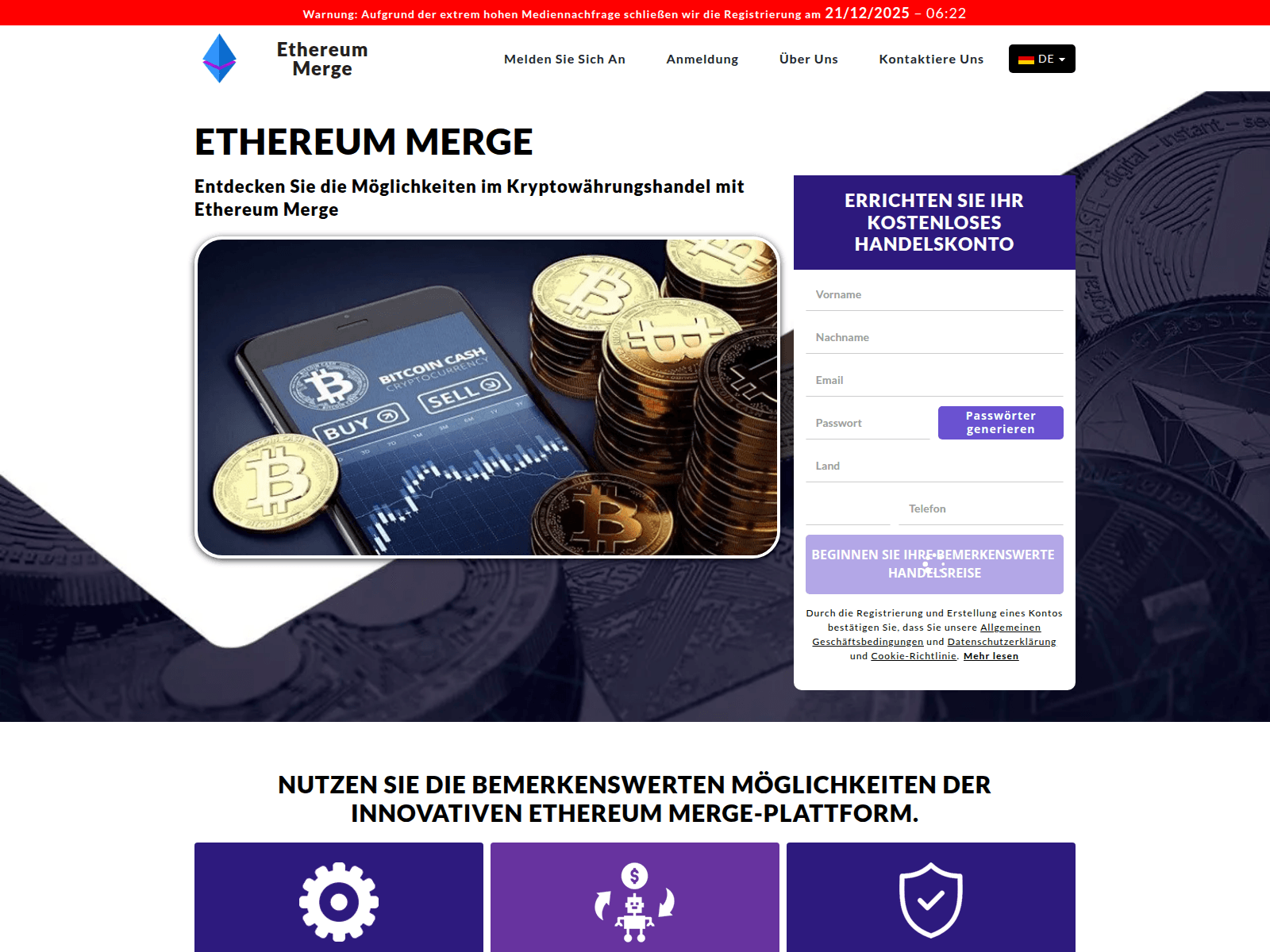 Screenshot of ethereummergesystem-com.cryptofinancetrack.com