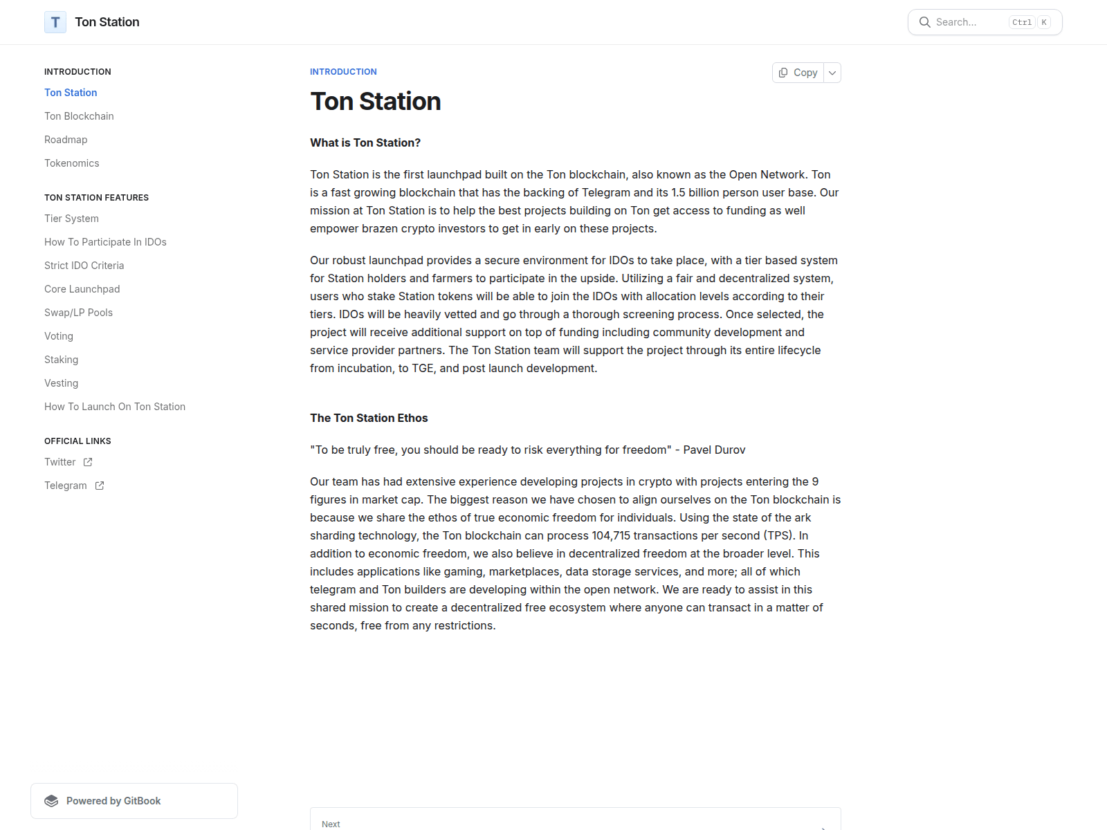 Screenshot of ton-station.gitbook.io