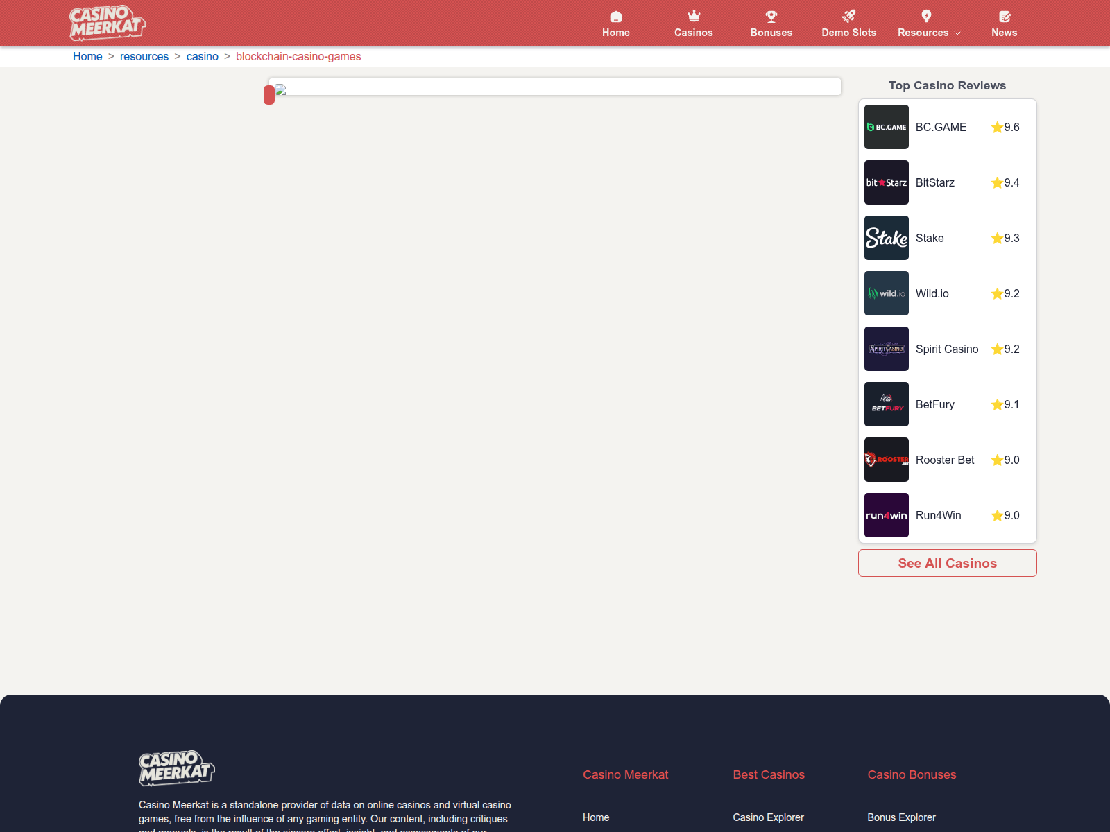 Screenshot of www.casinomeerkat.com