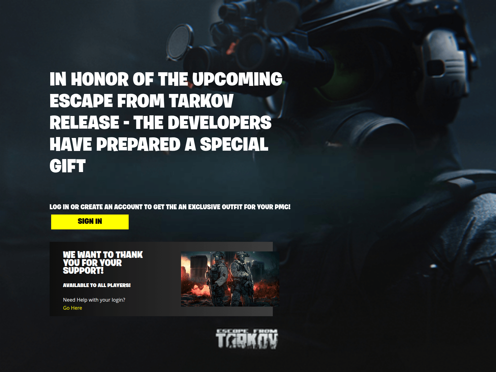 Screenshot of tarkovdrop.com