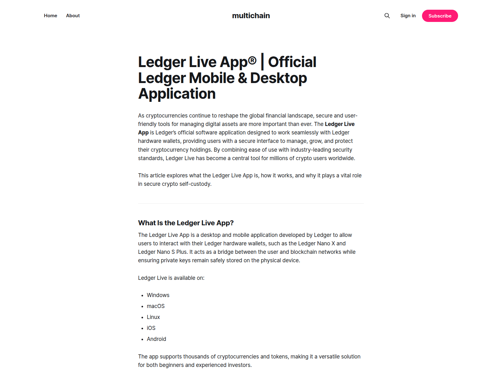 Screenshot of multichain.ghost.io
