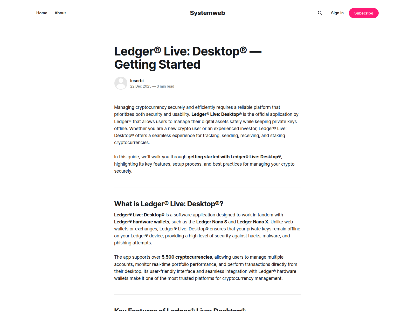 Screenshot of systemweb.ghost.io