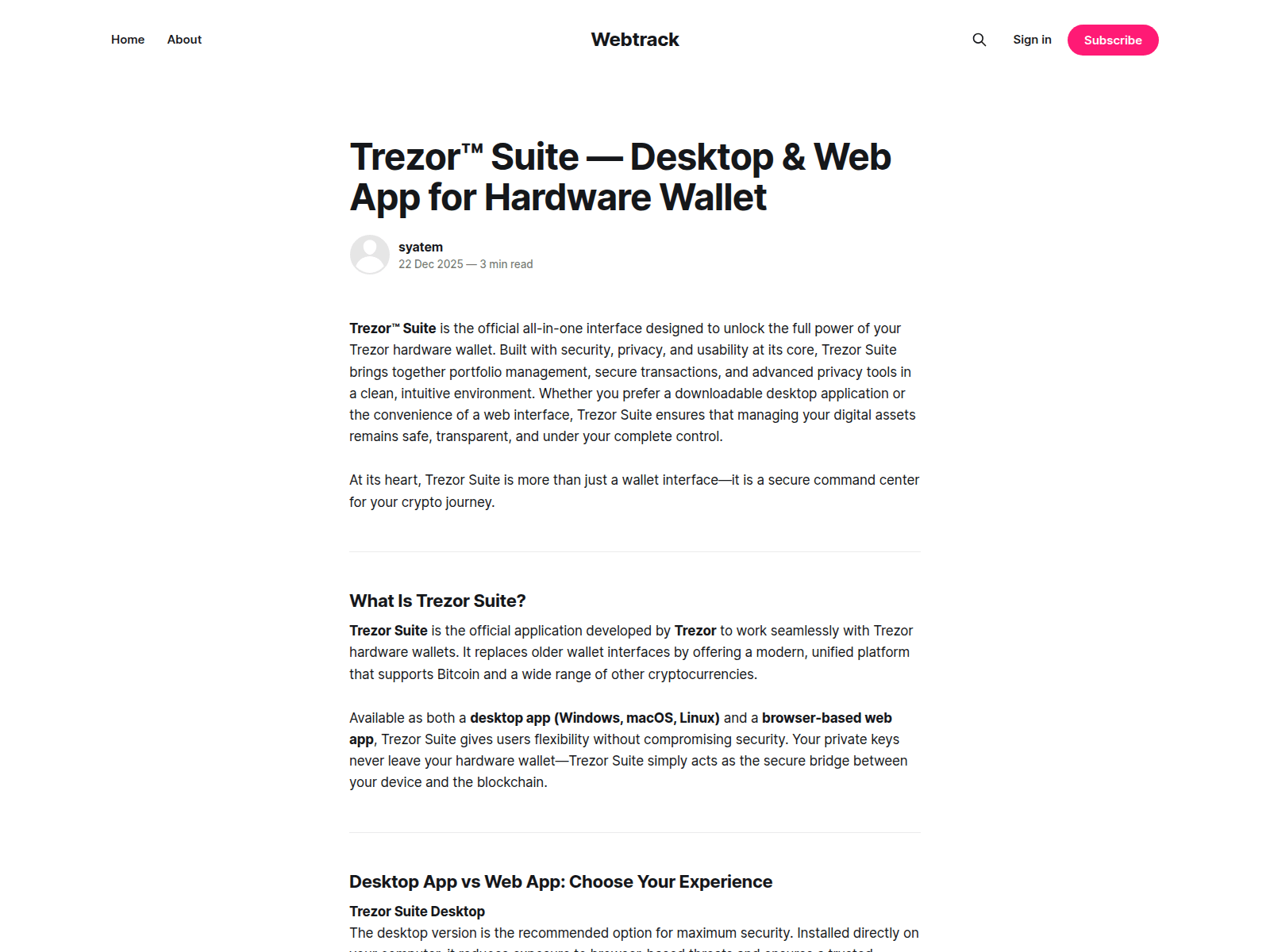 Screenshot of webtrack.ghost.io