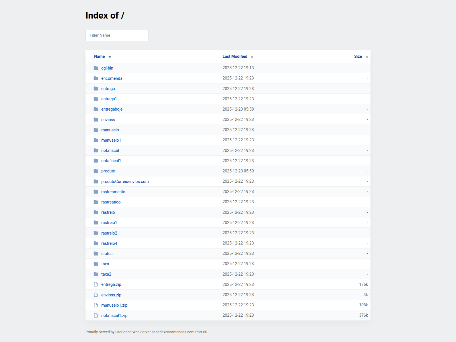 Screenshot of sedexencomendas.com