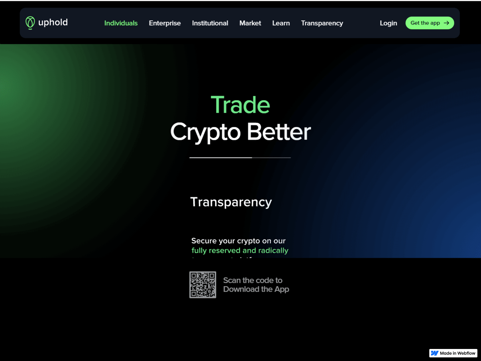 Screenshot of log-in--home--uphold.webflow.io