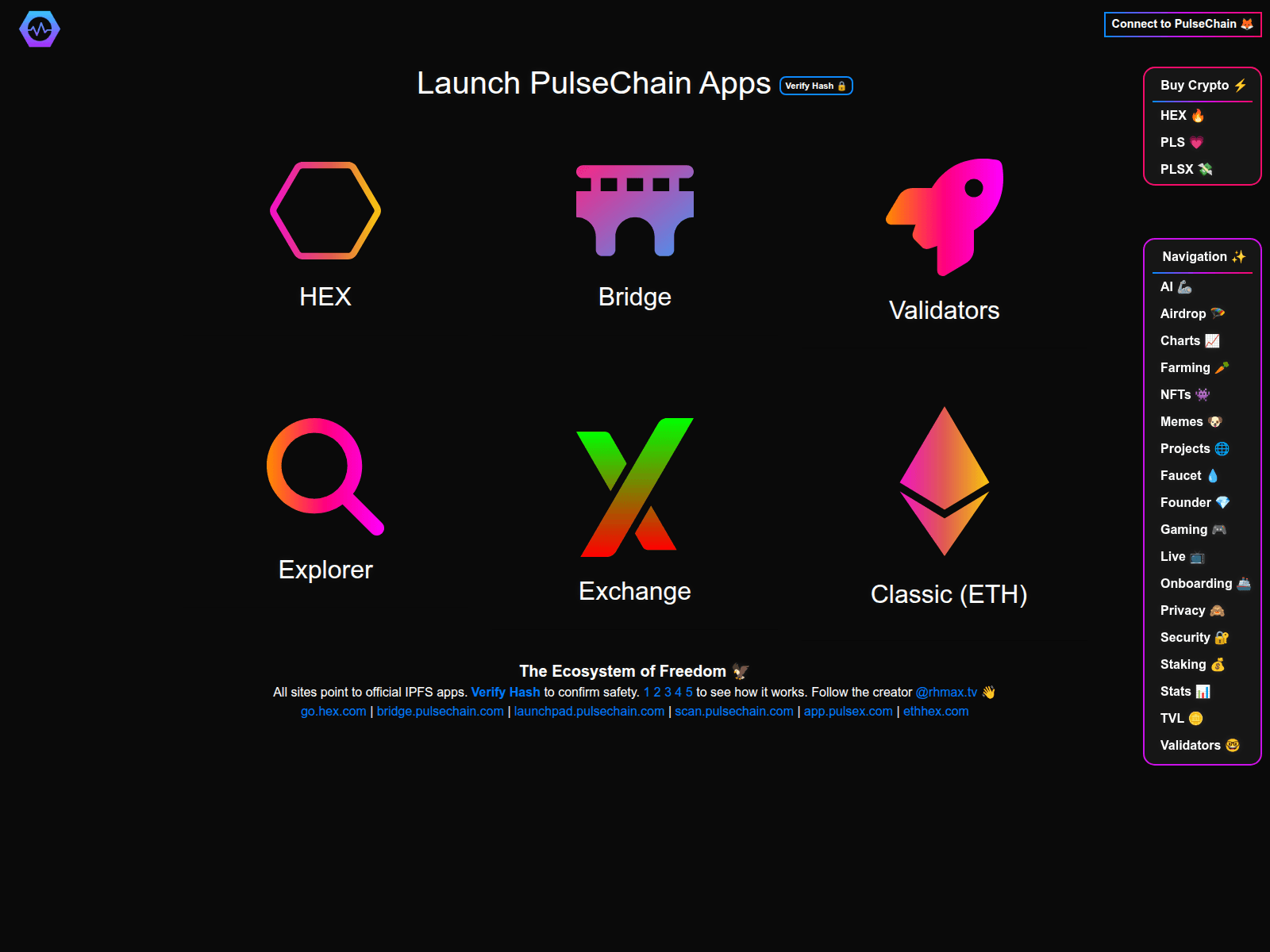 Screenshot of pulsechainapp.com