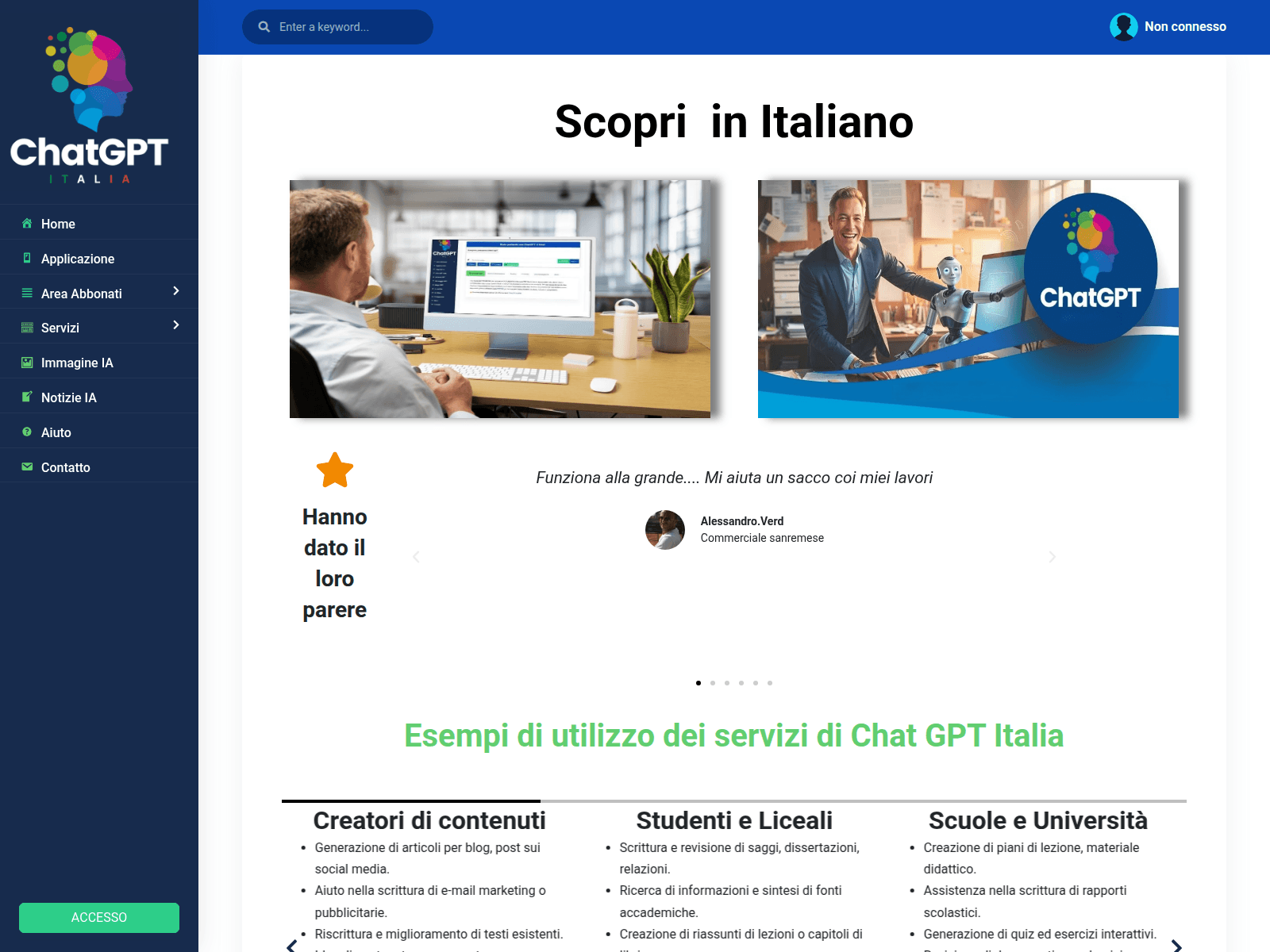 Screenshot of chatgptitalia.net