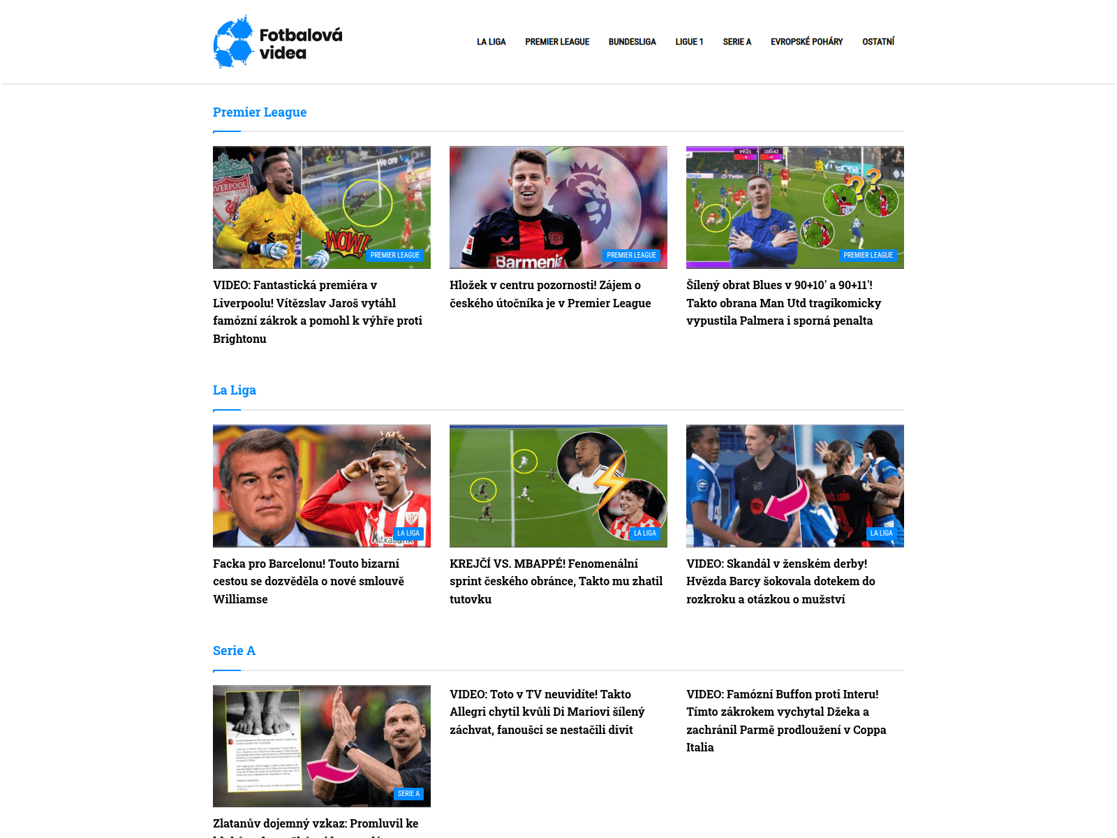 Screenshot of fotbalovavidea.cz