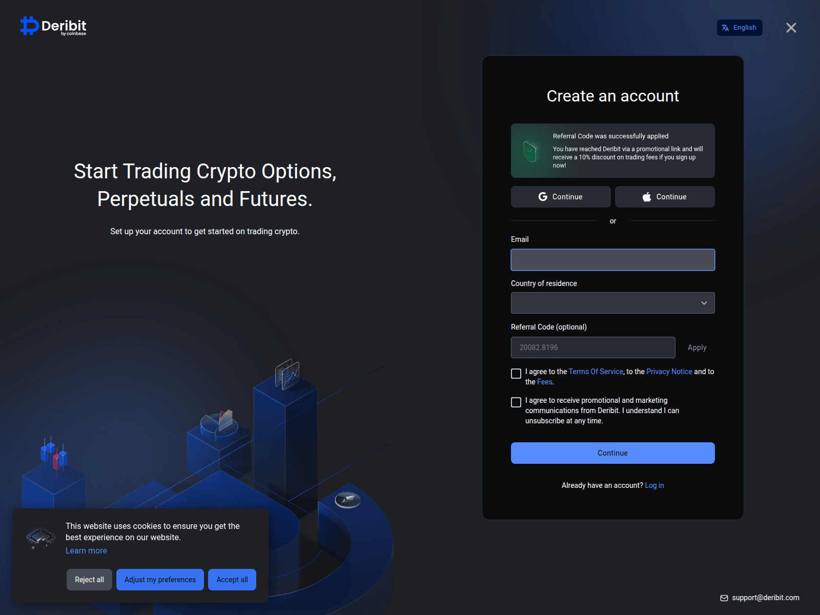 Screenshot of diribit.com