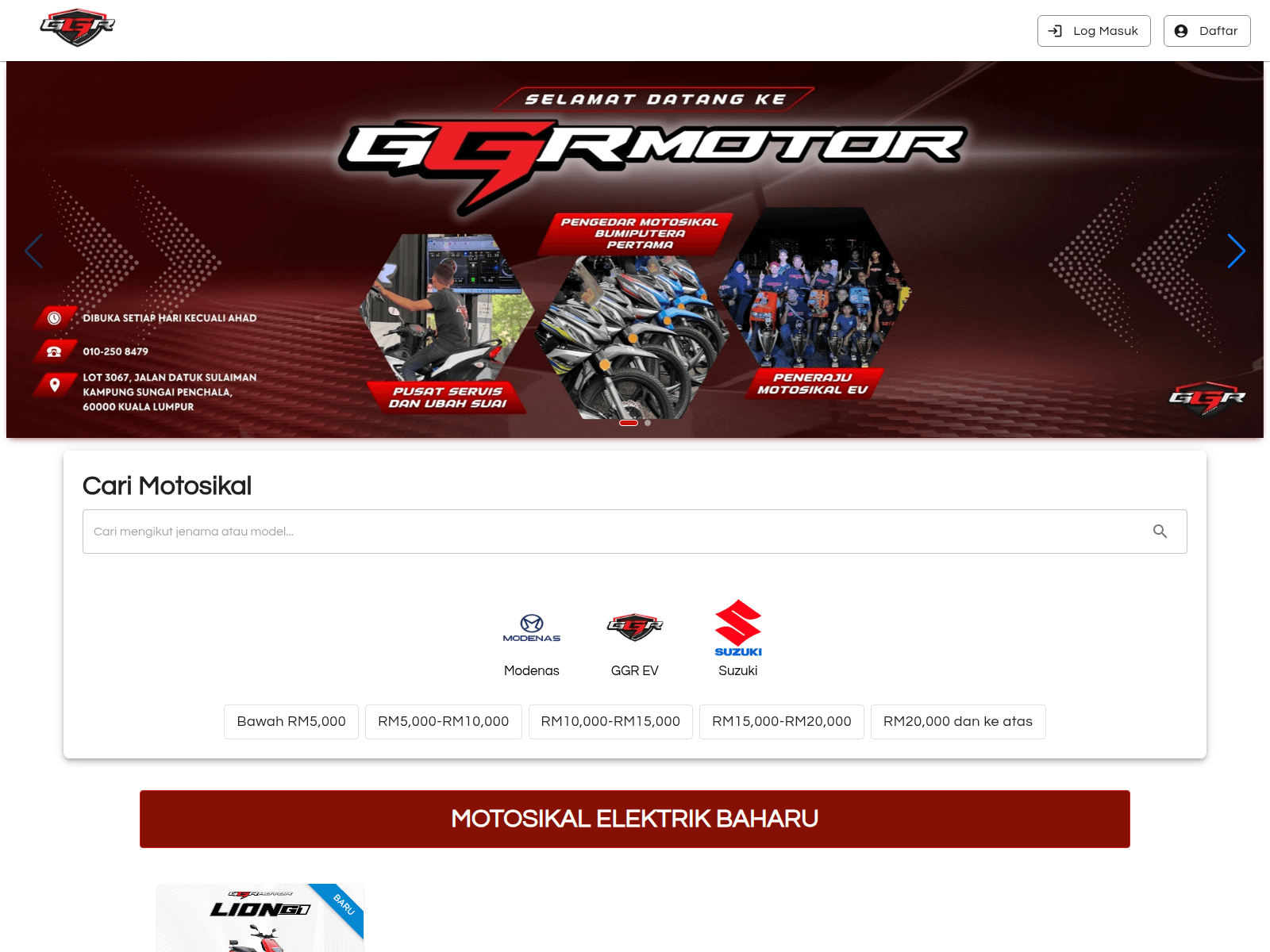 Screenshot of ggrmotor.io