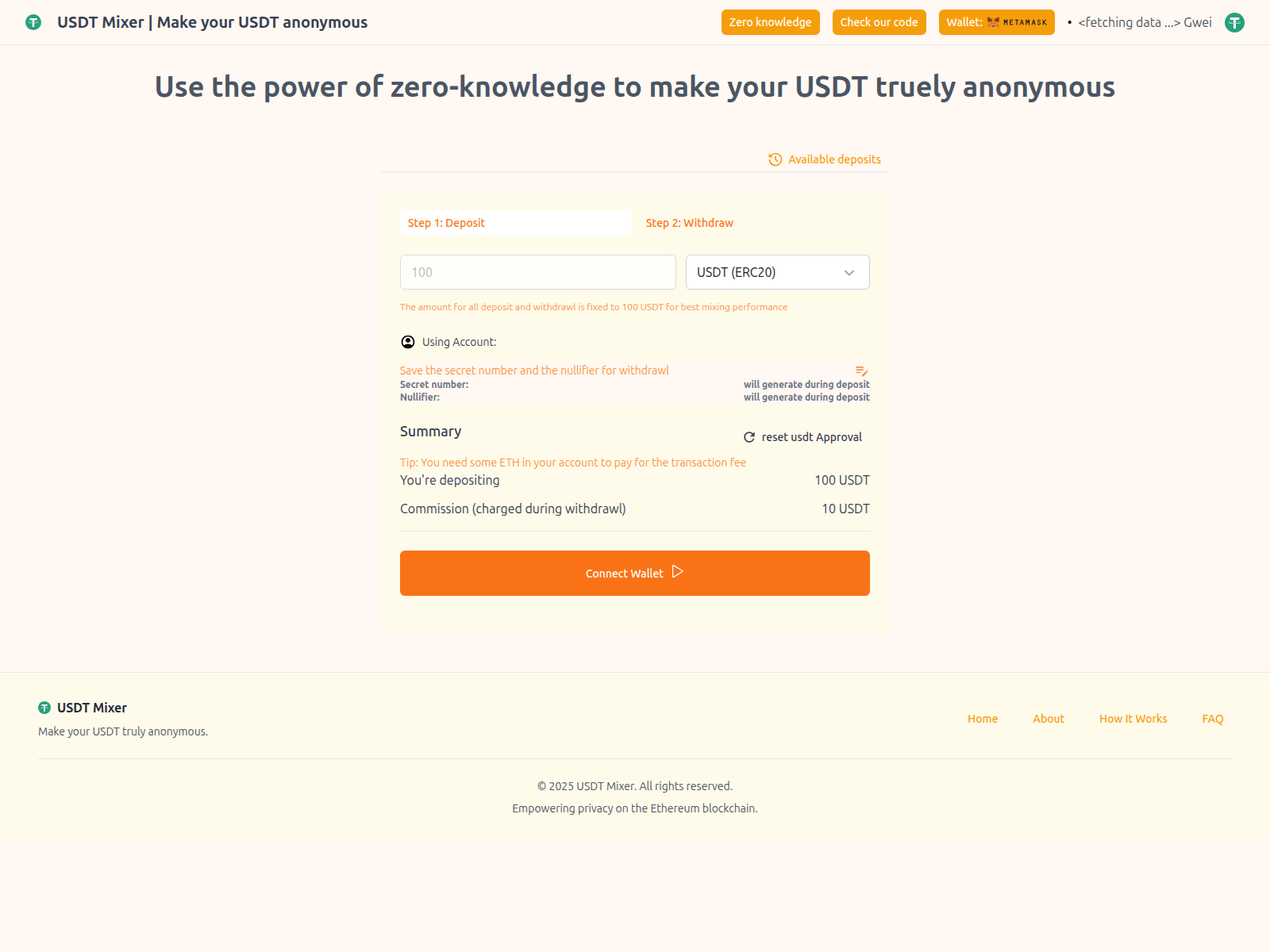 Screenshot of usdt-mixer.me