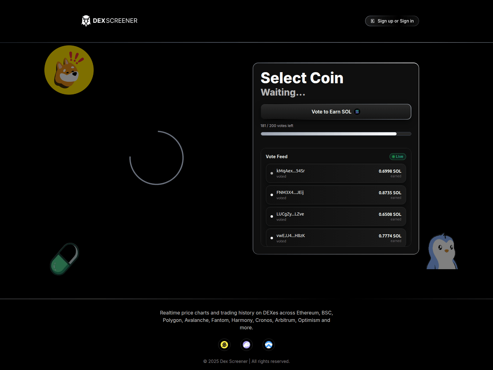 Screenshot of dexvote.live