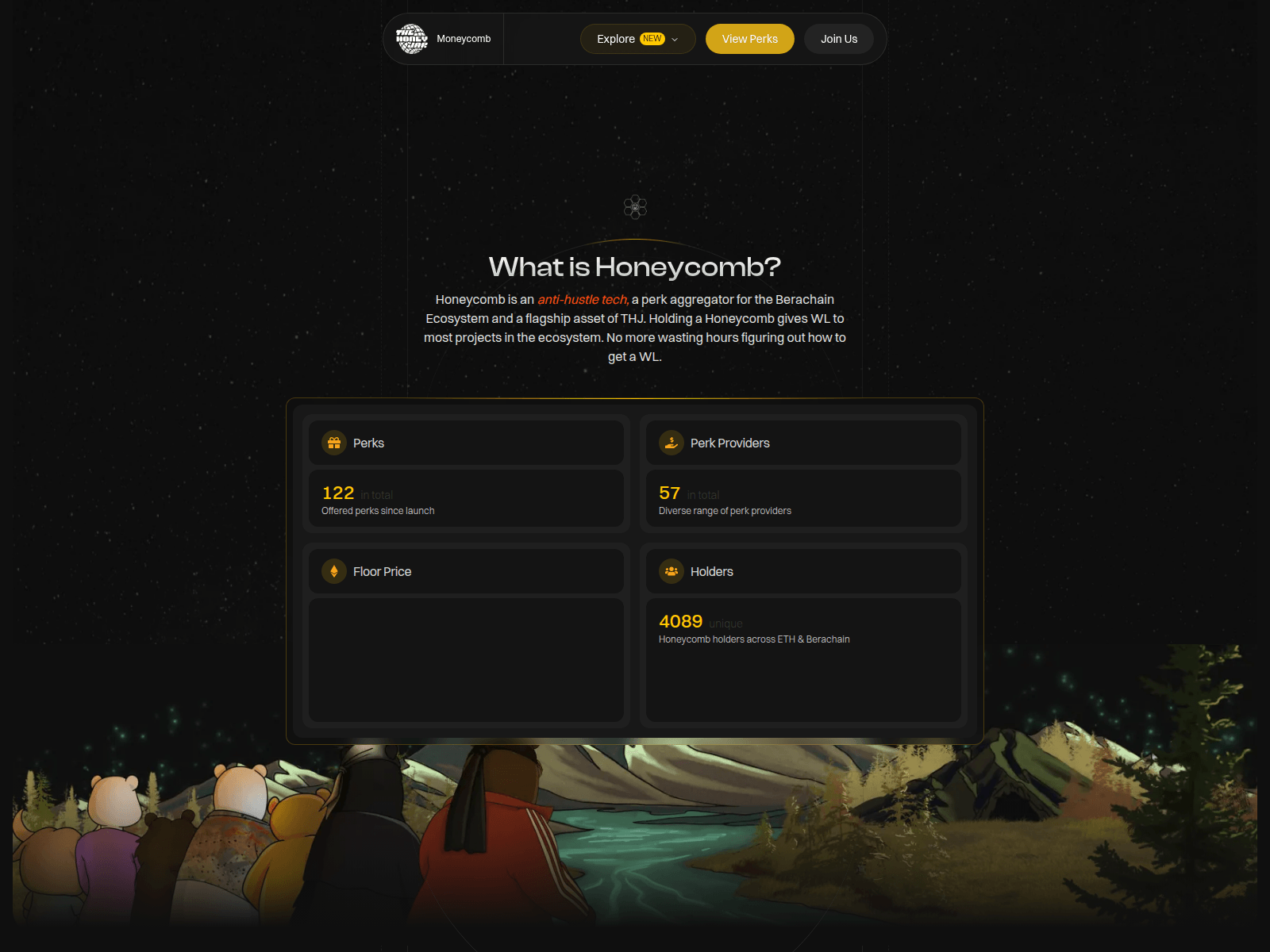 Screenshot of honeycomb.0xhoneyjar.xyz