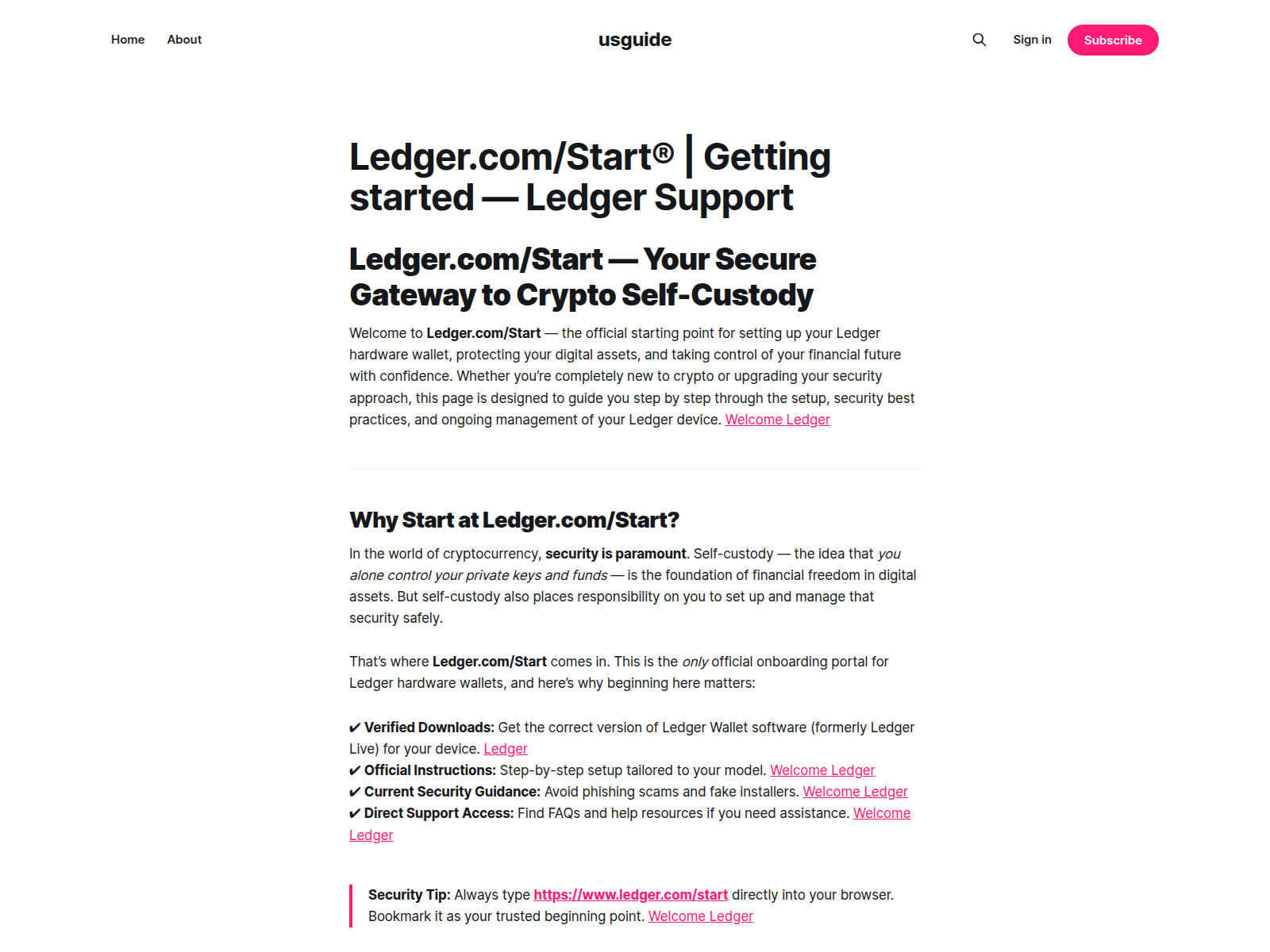 Screenshot of usguide.ghost.io