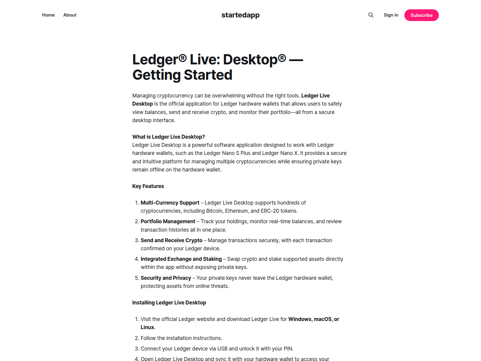 Screenshot of startedapp.ghost.io