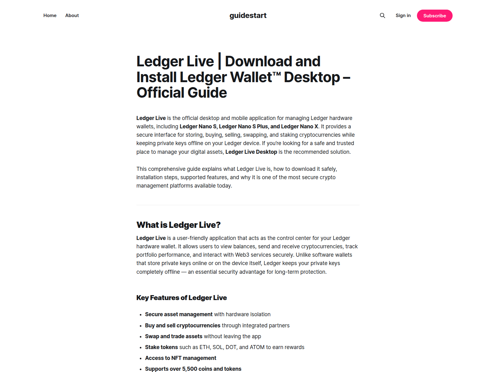 Screenshot of guidestart.ghost.io