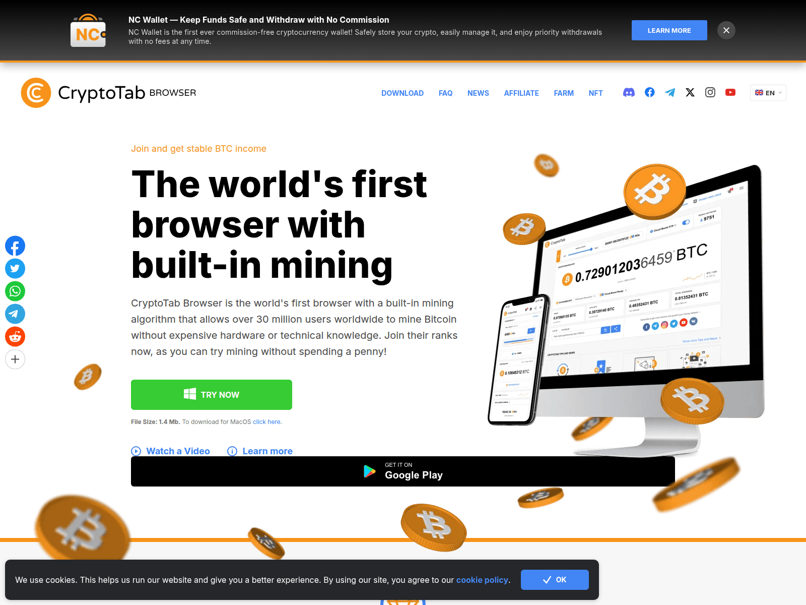 Screenshot of cryptotabbrowser.com