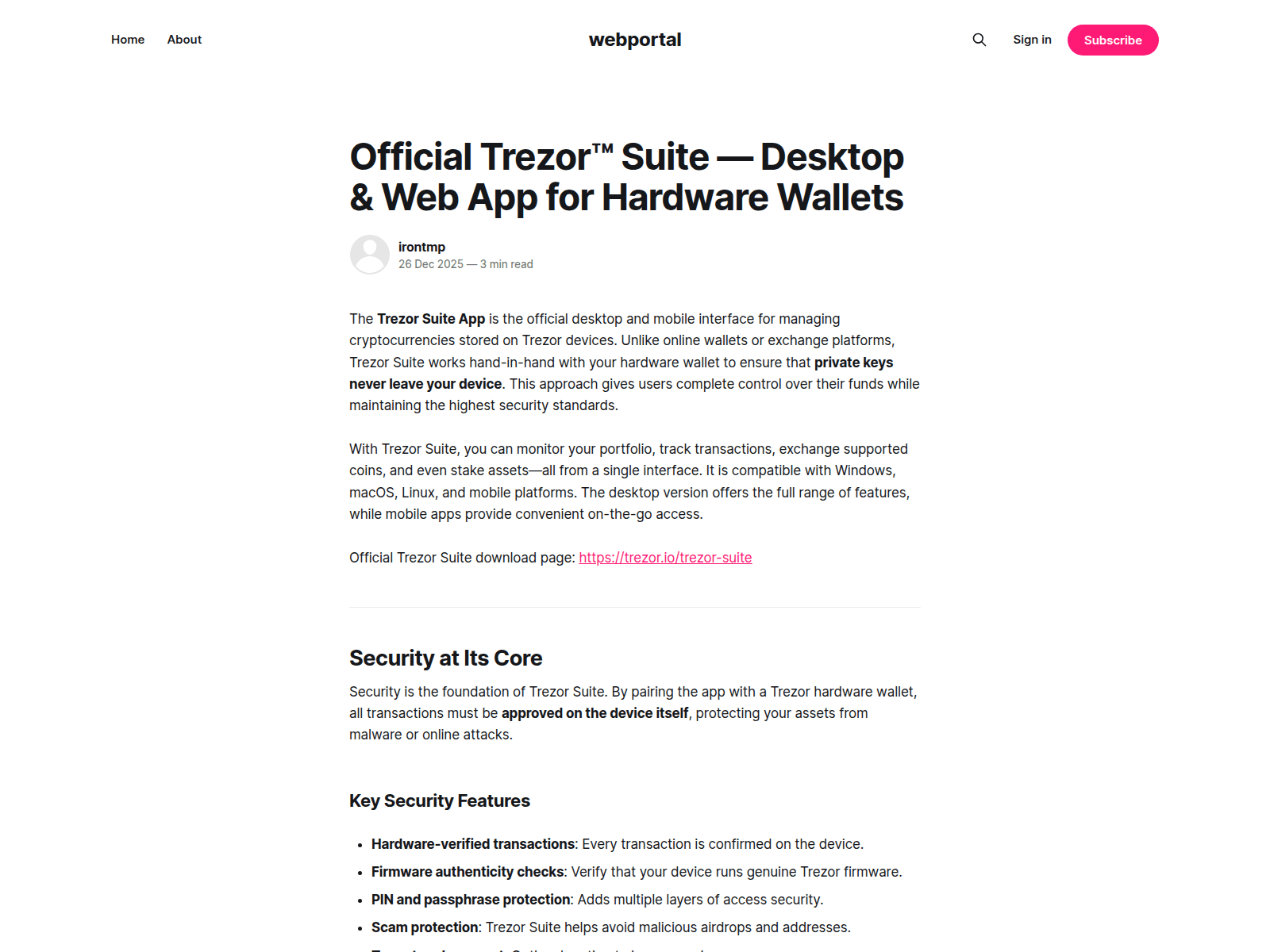 Screenshot of webportal.ghost.io