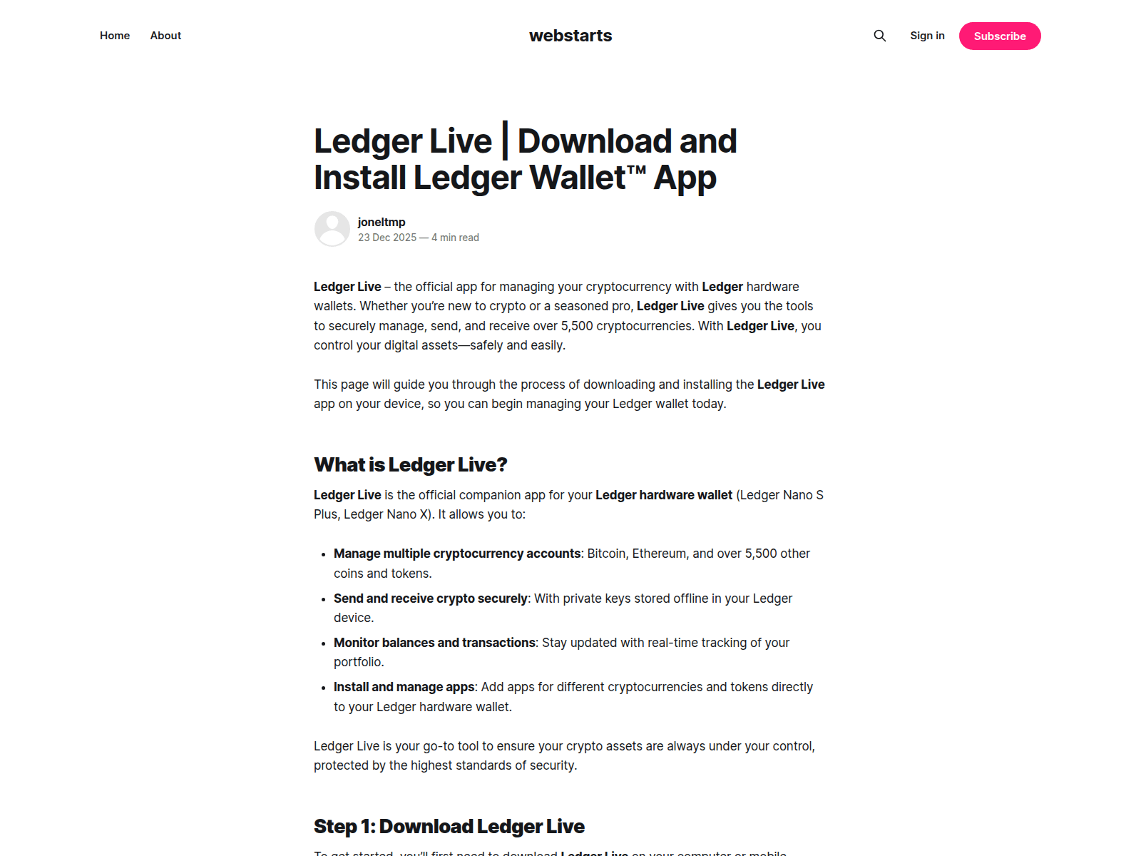 Screenshot of startedweb.ghost.io