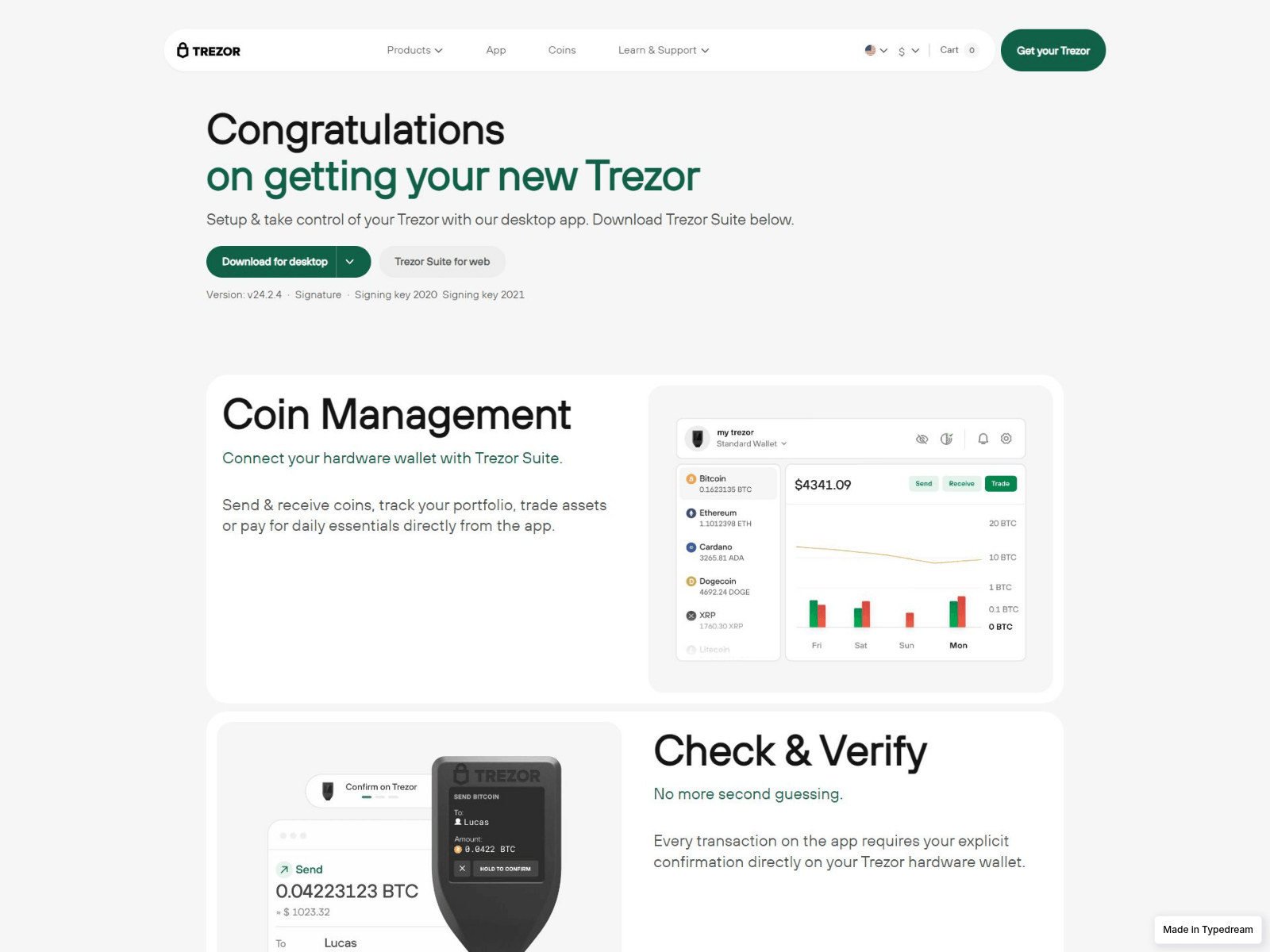 Screenshot of secure-trezorr-io-get.typedream.app