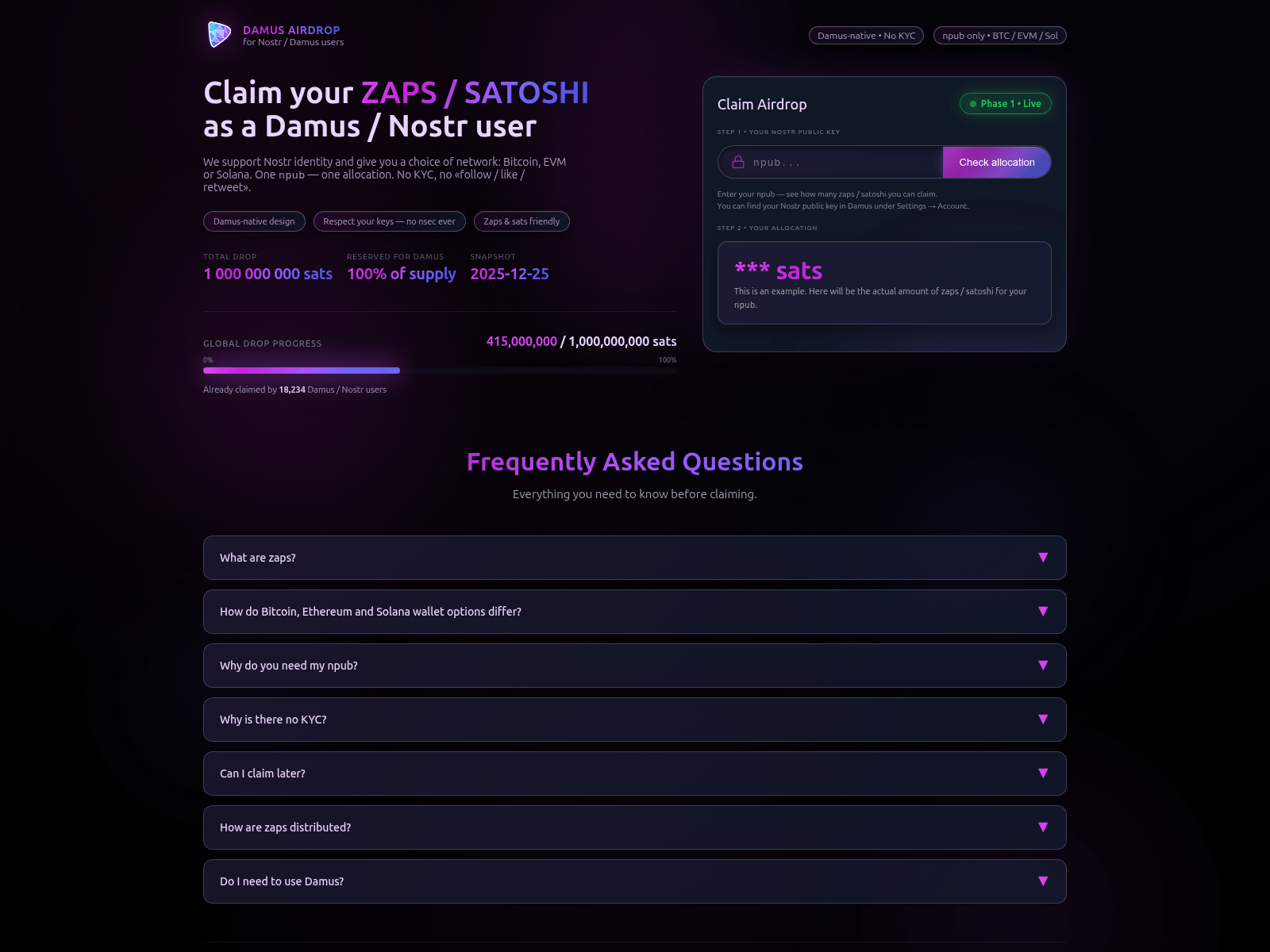 Forensic screenshot of damus.network