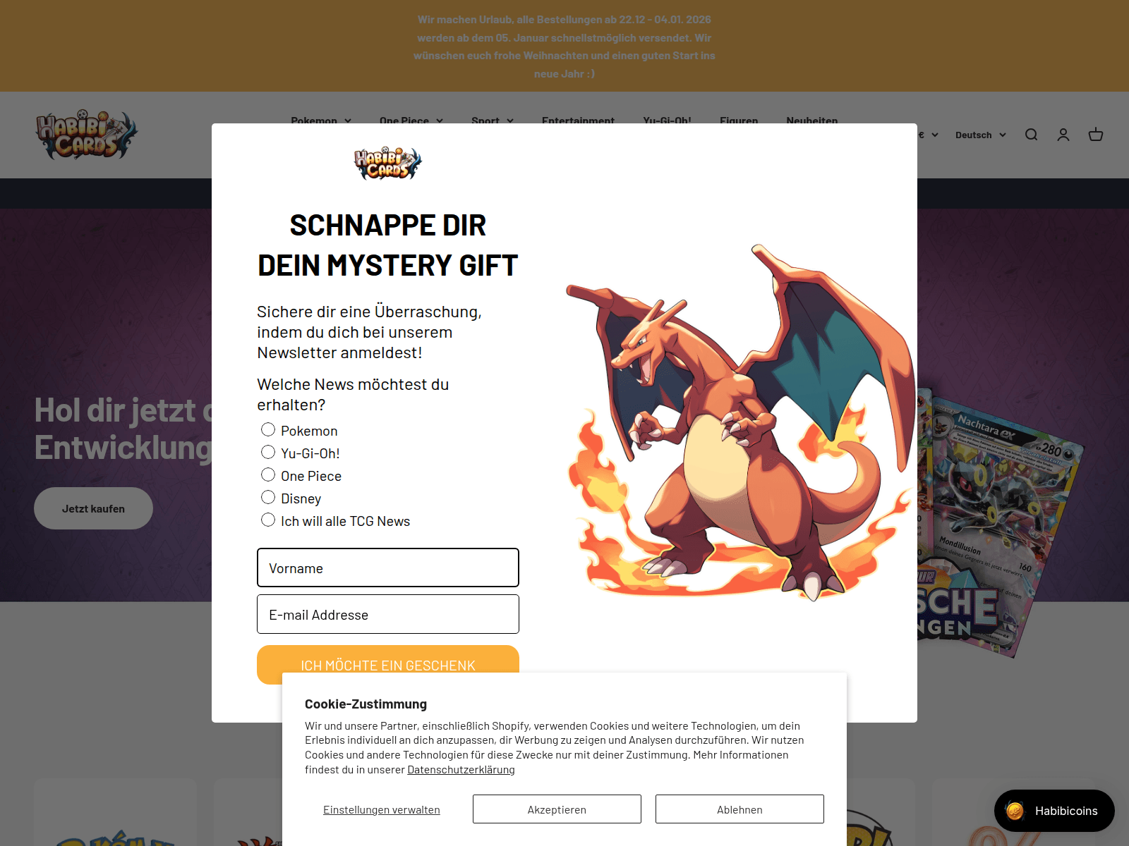 Screenshot of habibicards.de