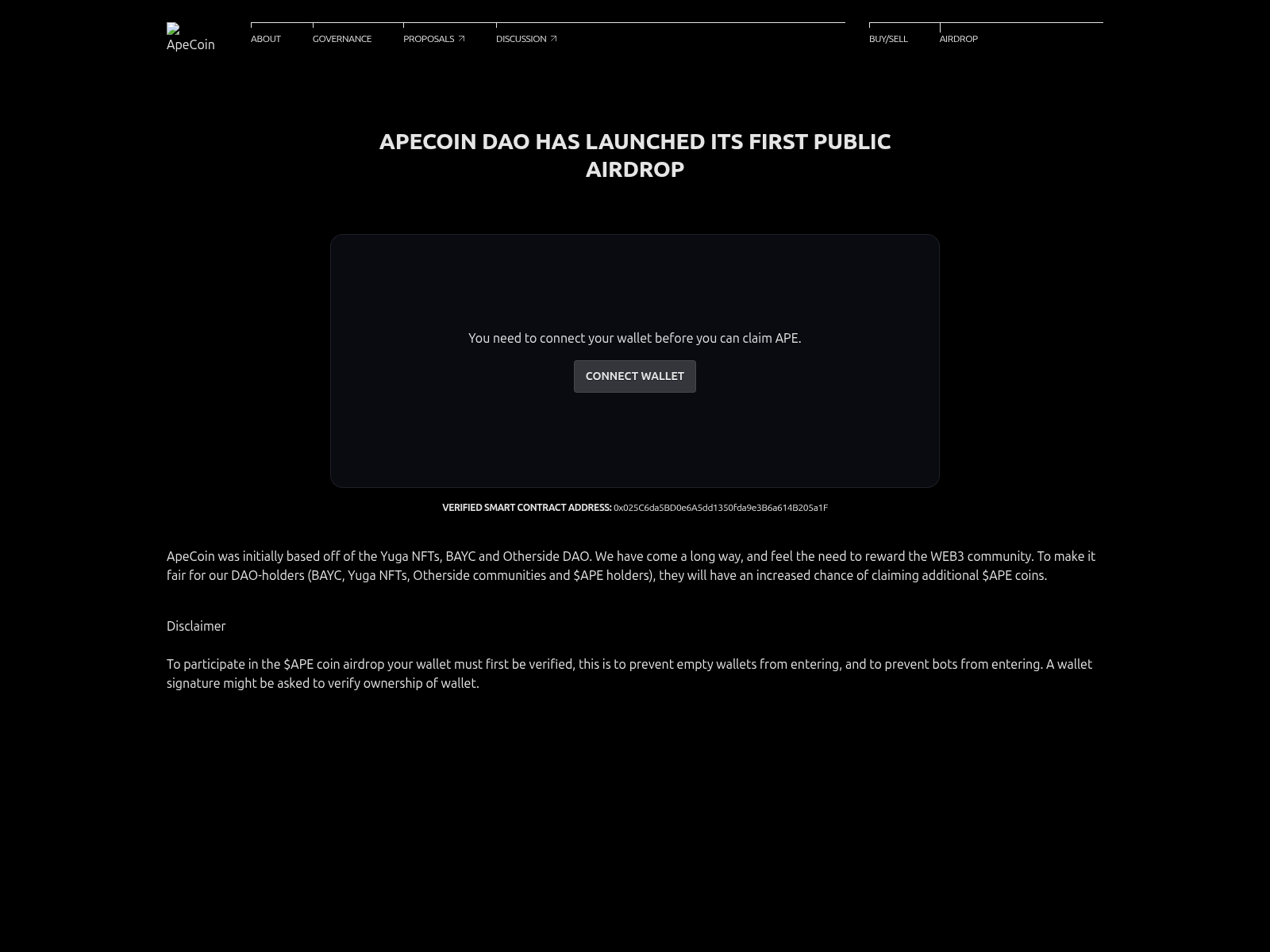 Screenshot of claim-apecoin.pages.dev