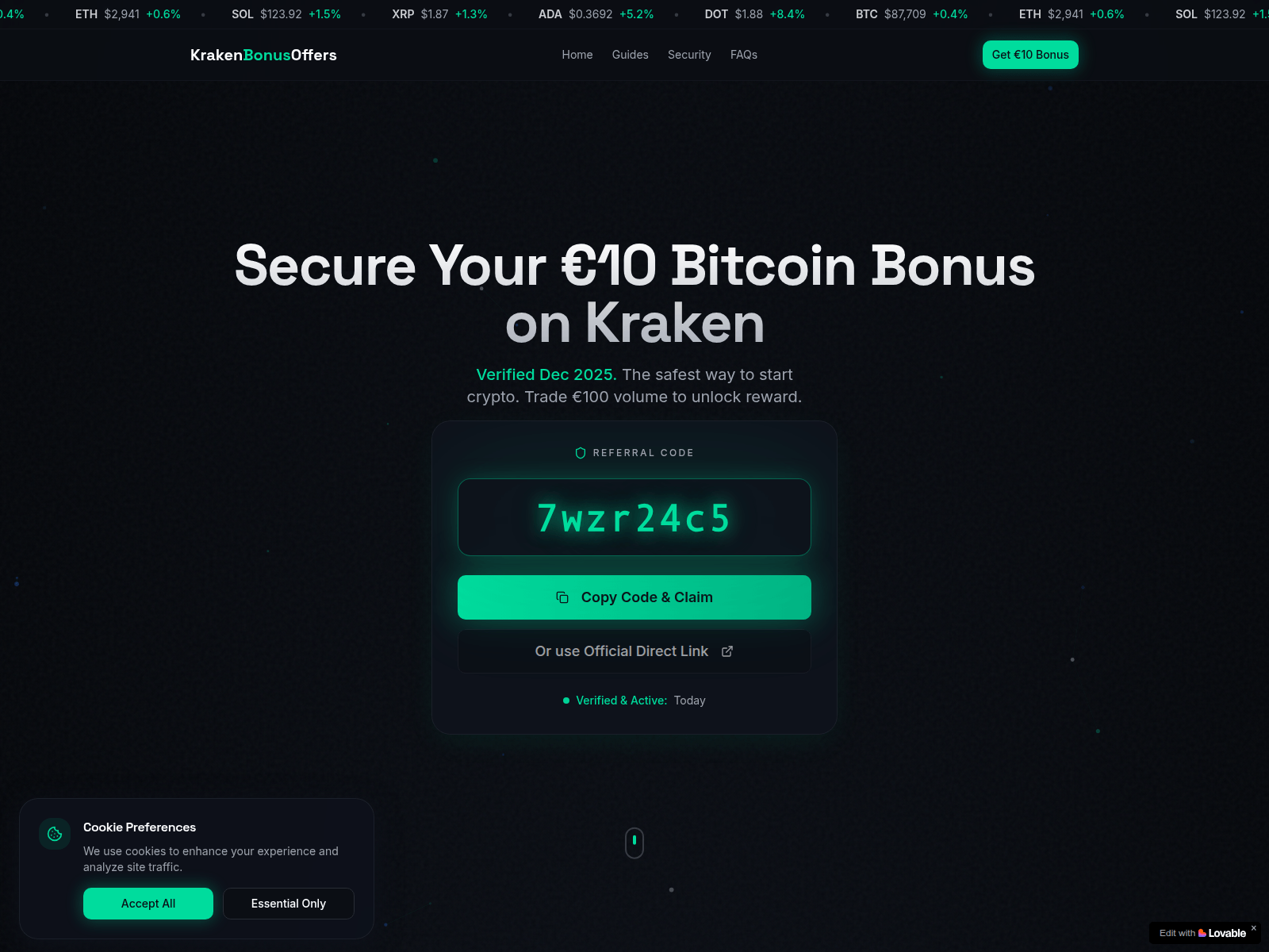Screenshot of krakenbonusoffers.com