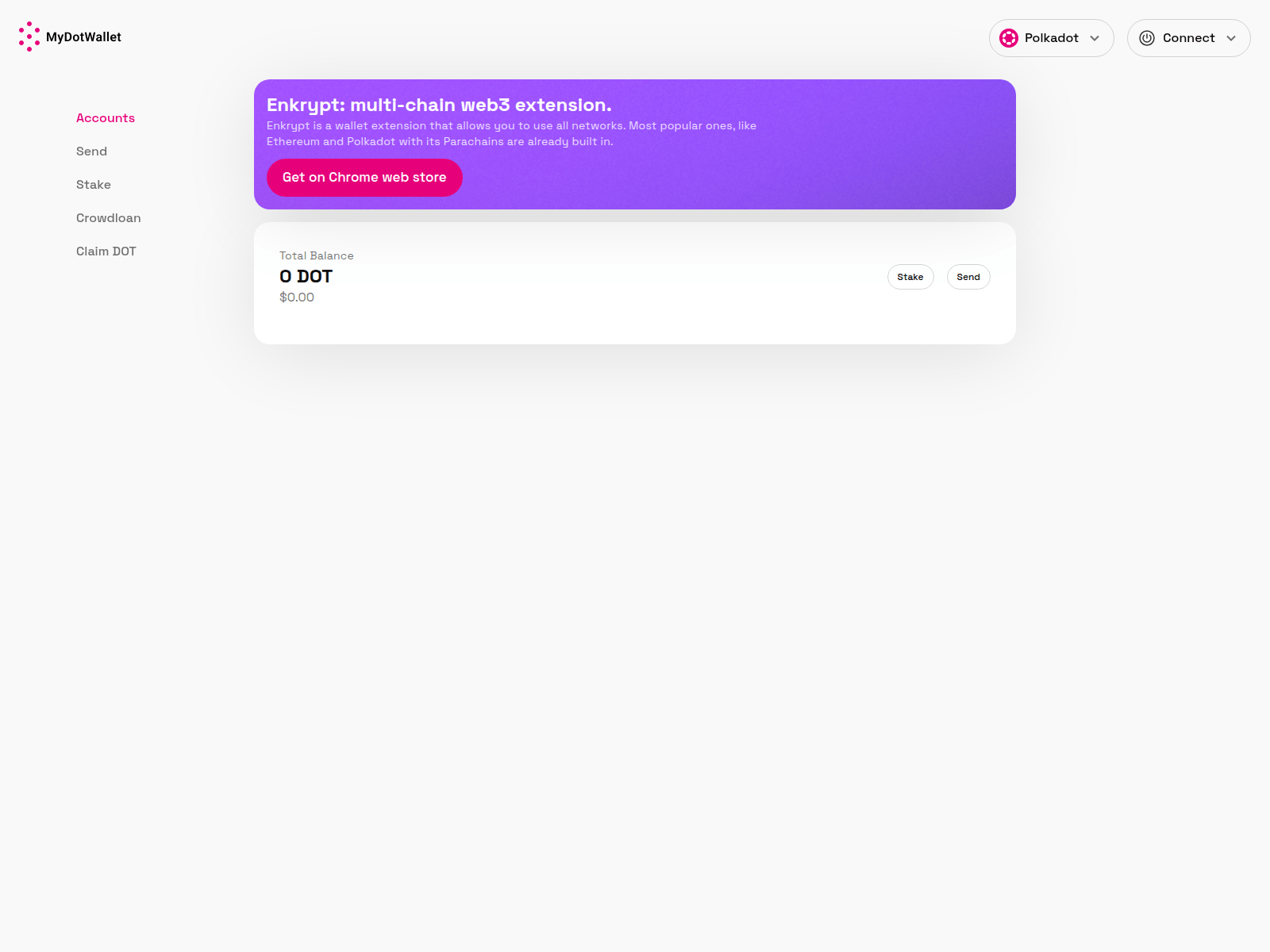 Screenshot of mydotwallet.com