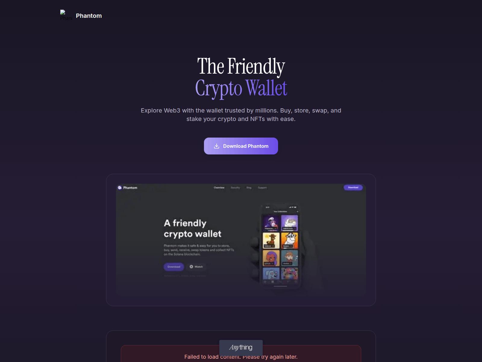 Screenshot of phantom-wallet-getting.created.app