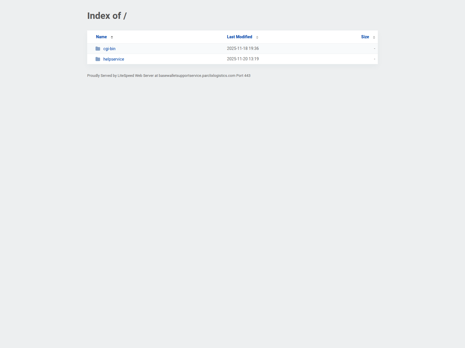 Screenshot of basewalletsupportservice.parclixlogistics.com