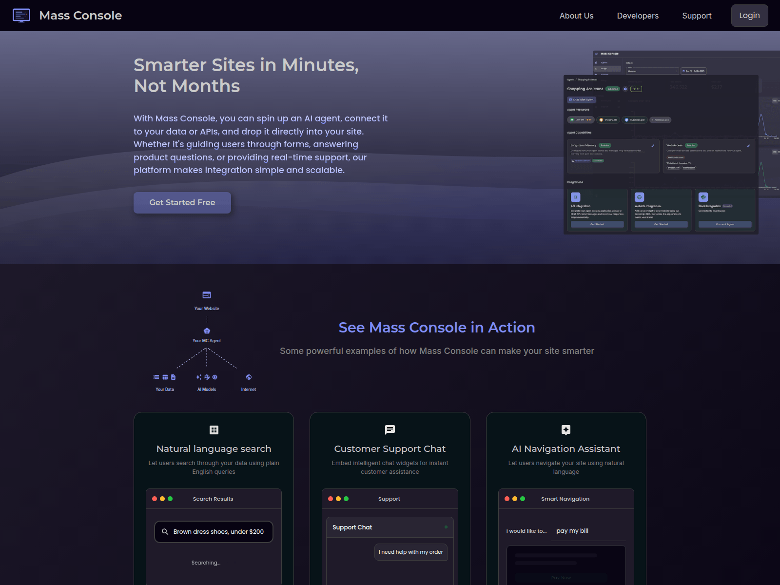 Screenshot of massconsole.com