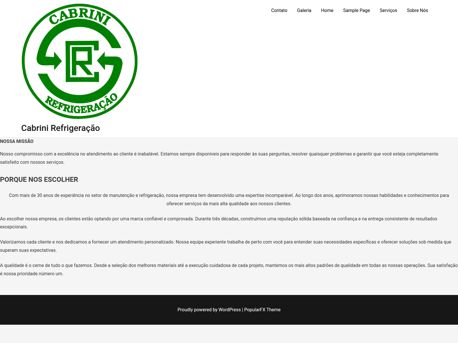 Screenshot of cabrinirefri.com.br