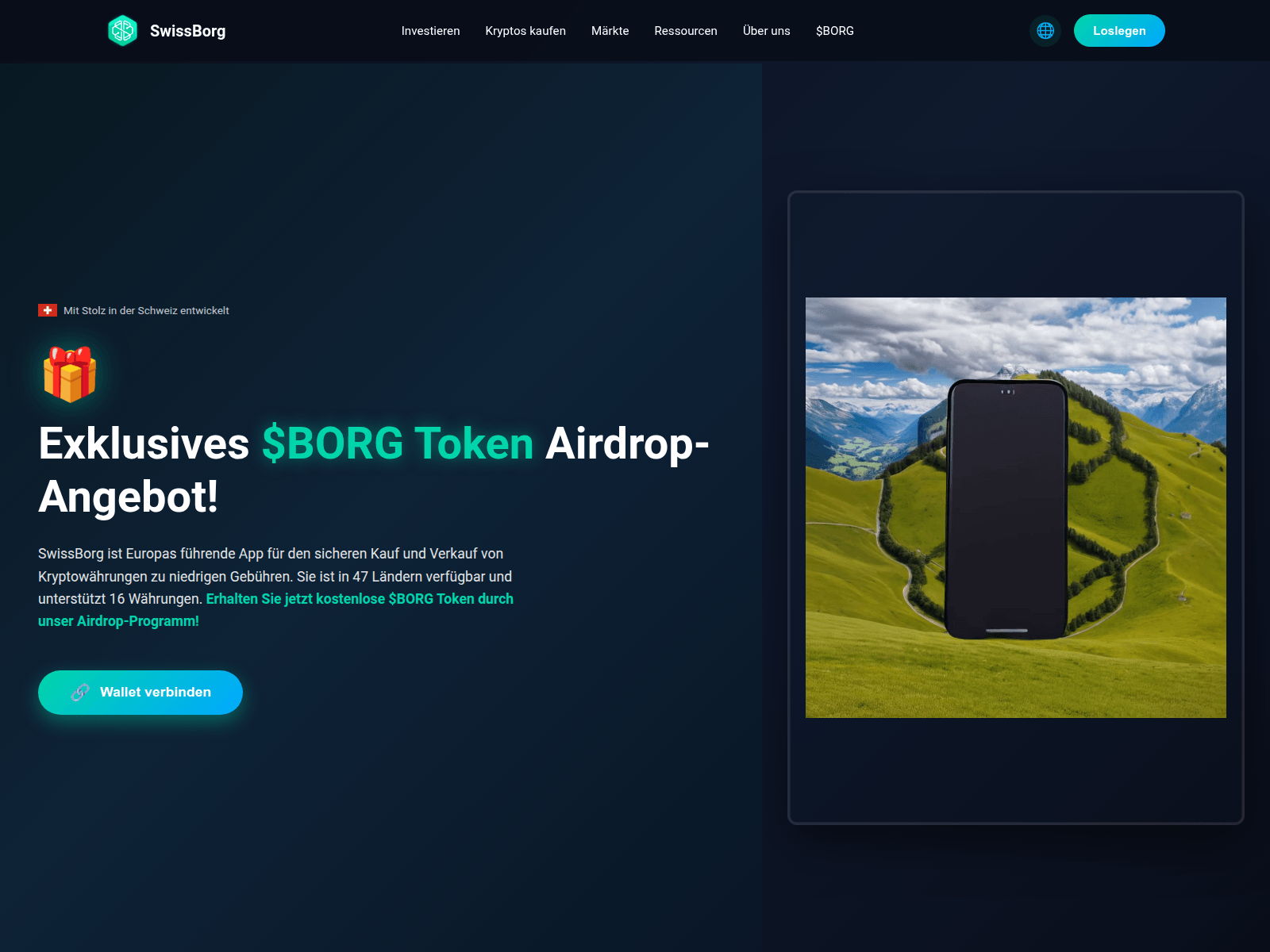 Screenshot of swissborg.life