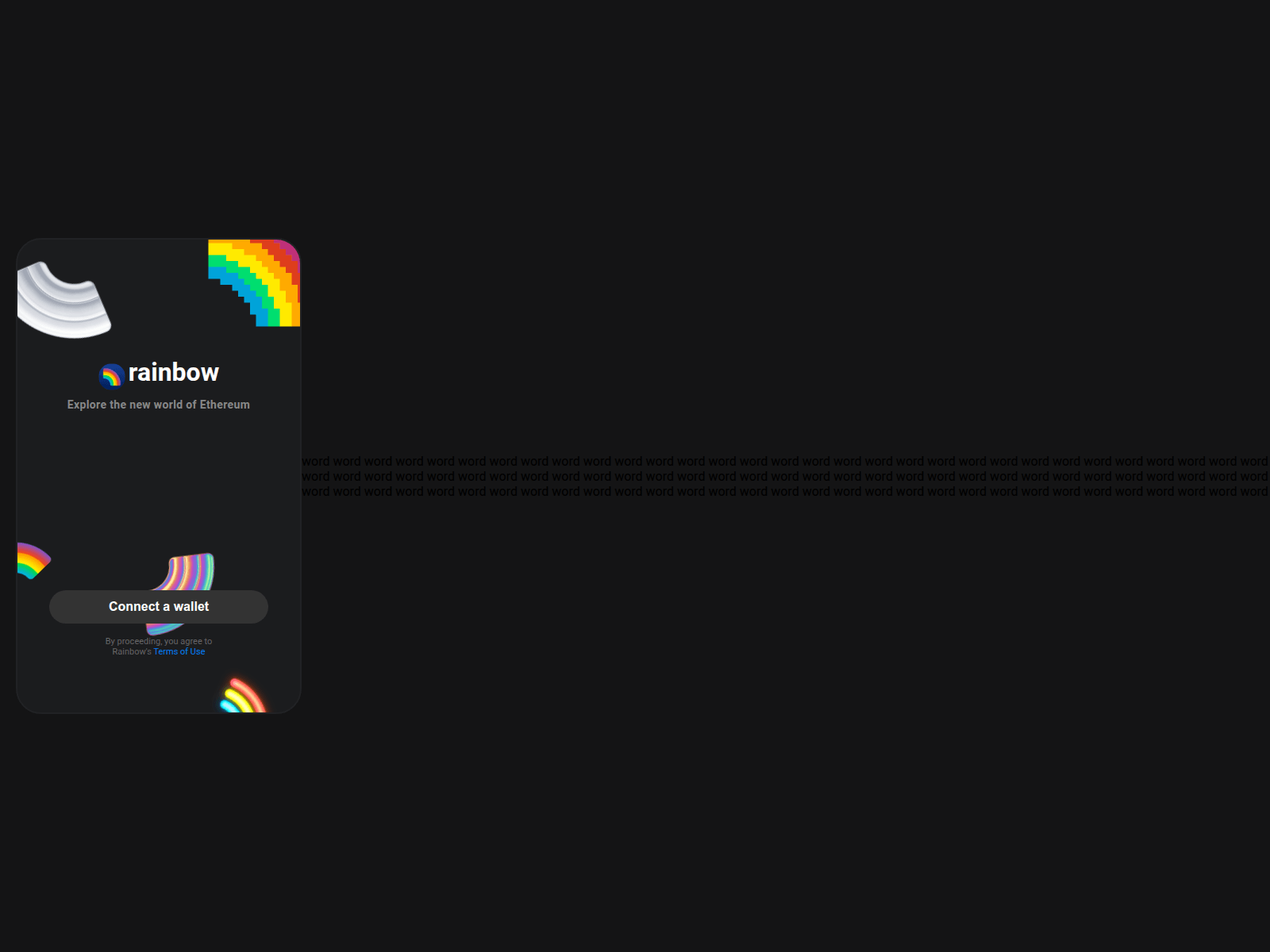 Screenshot of rainbow-wallet.pages.dev