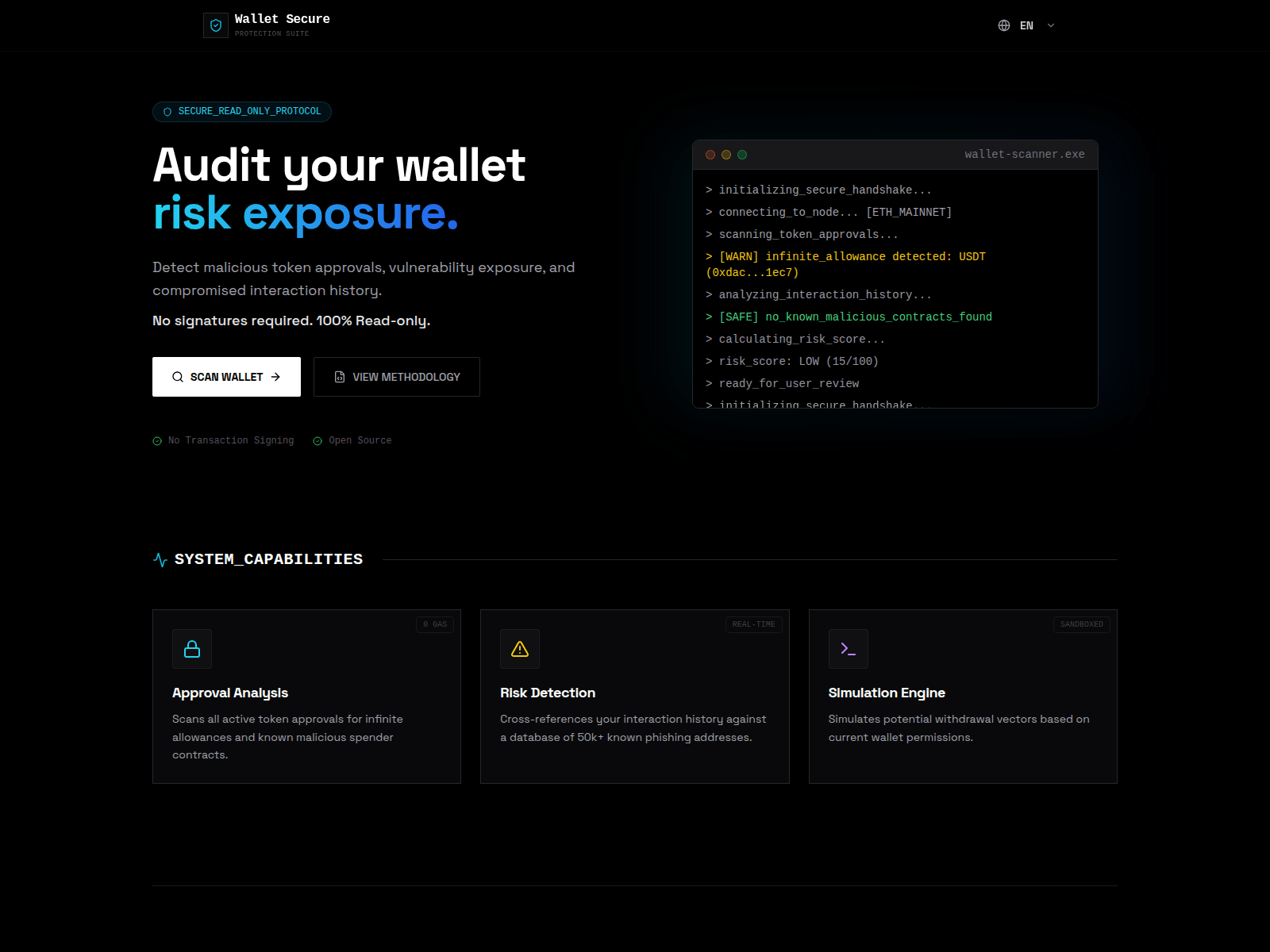 Screenshot of wallsec.app