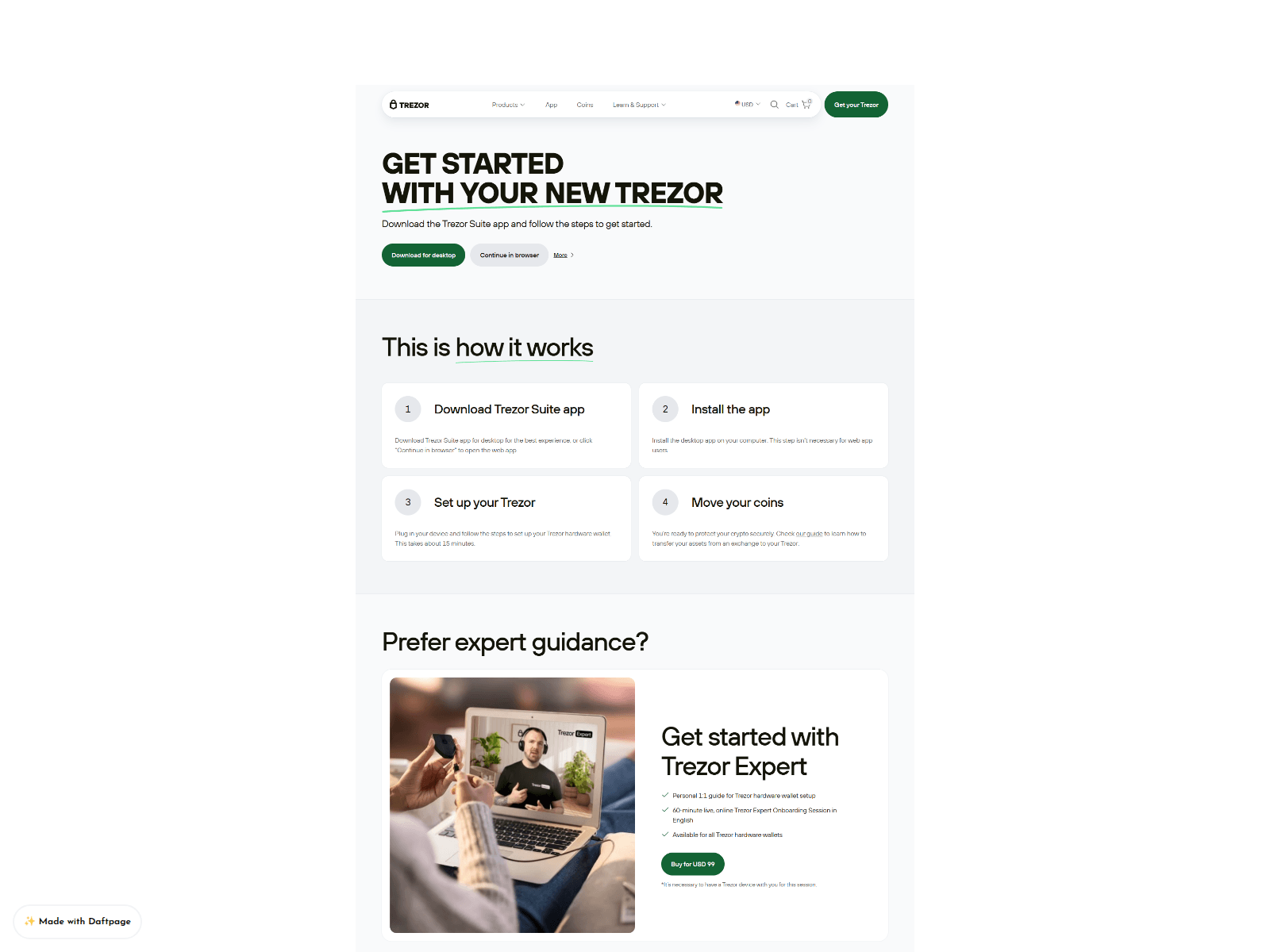 Screenshot of bridgge-trezor.daftpage.com