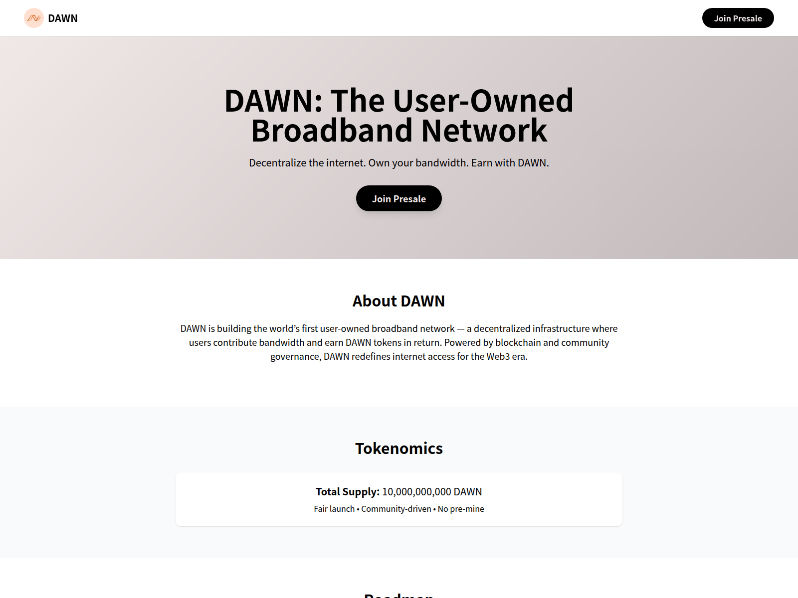 Screenshot of dawnpresale.xyz