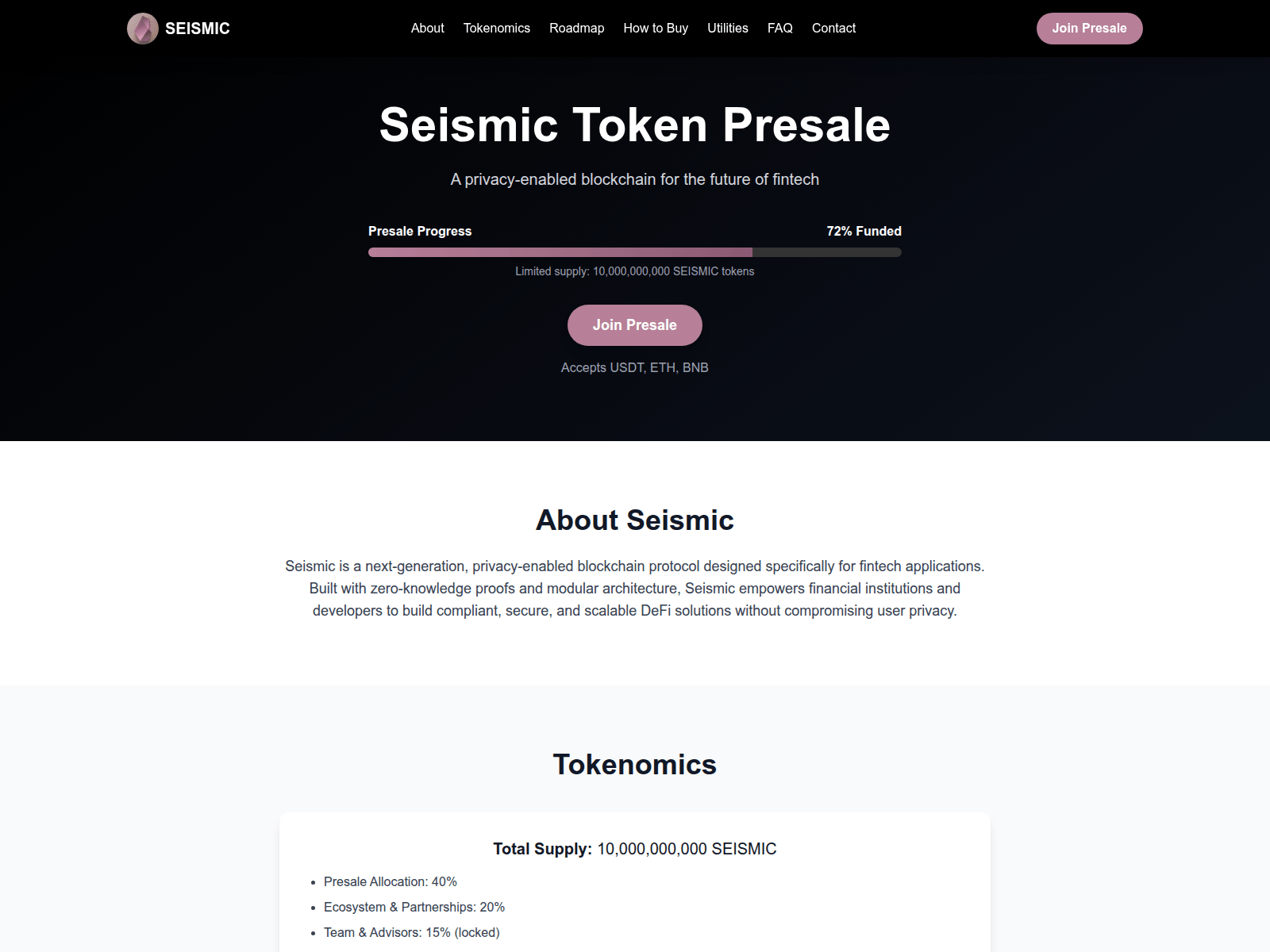 Screenshot of seismicpresale.xyz