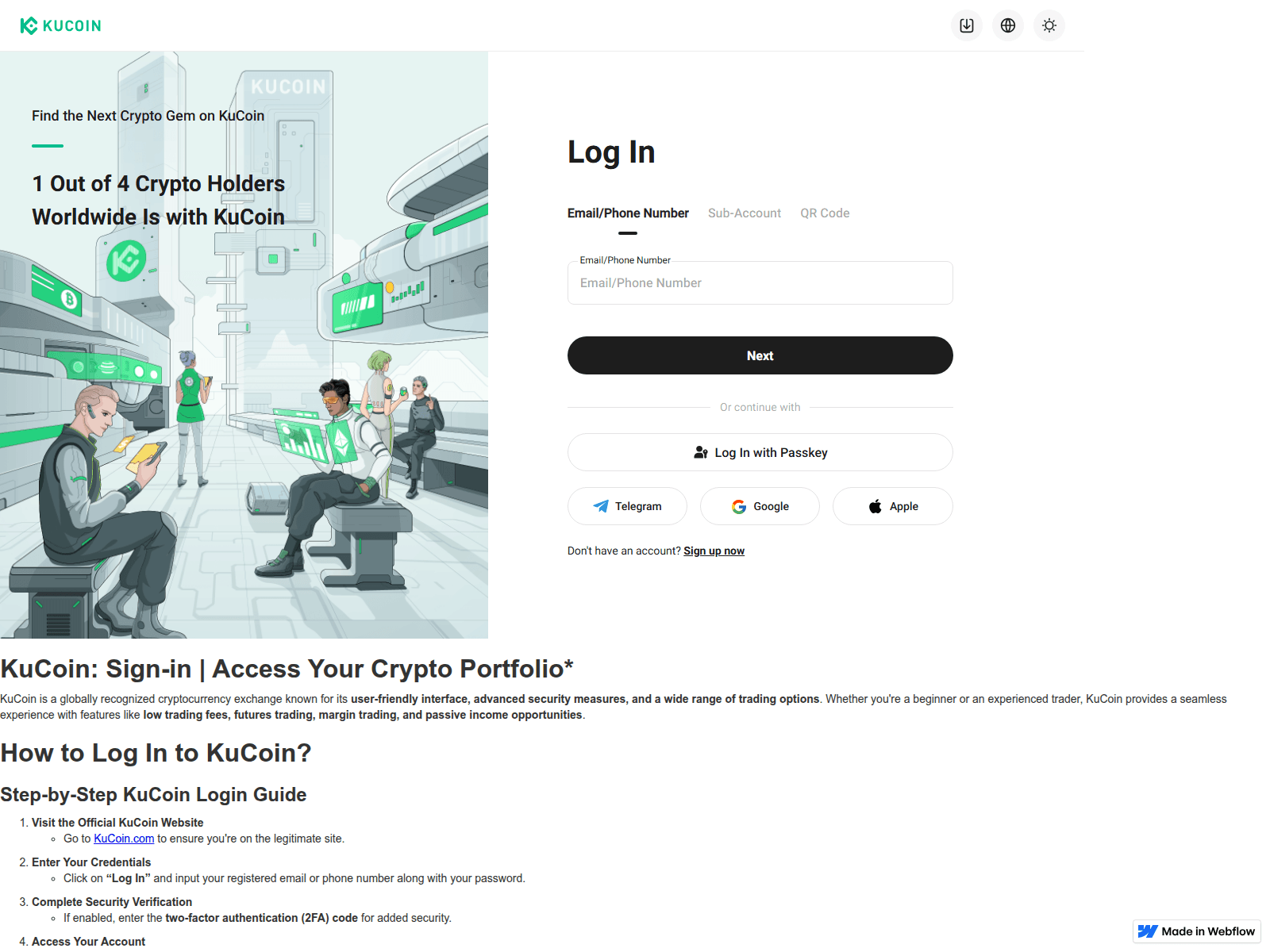 Screenshot of kucunlogn.webflow.io