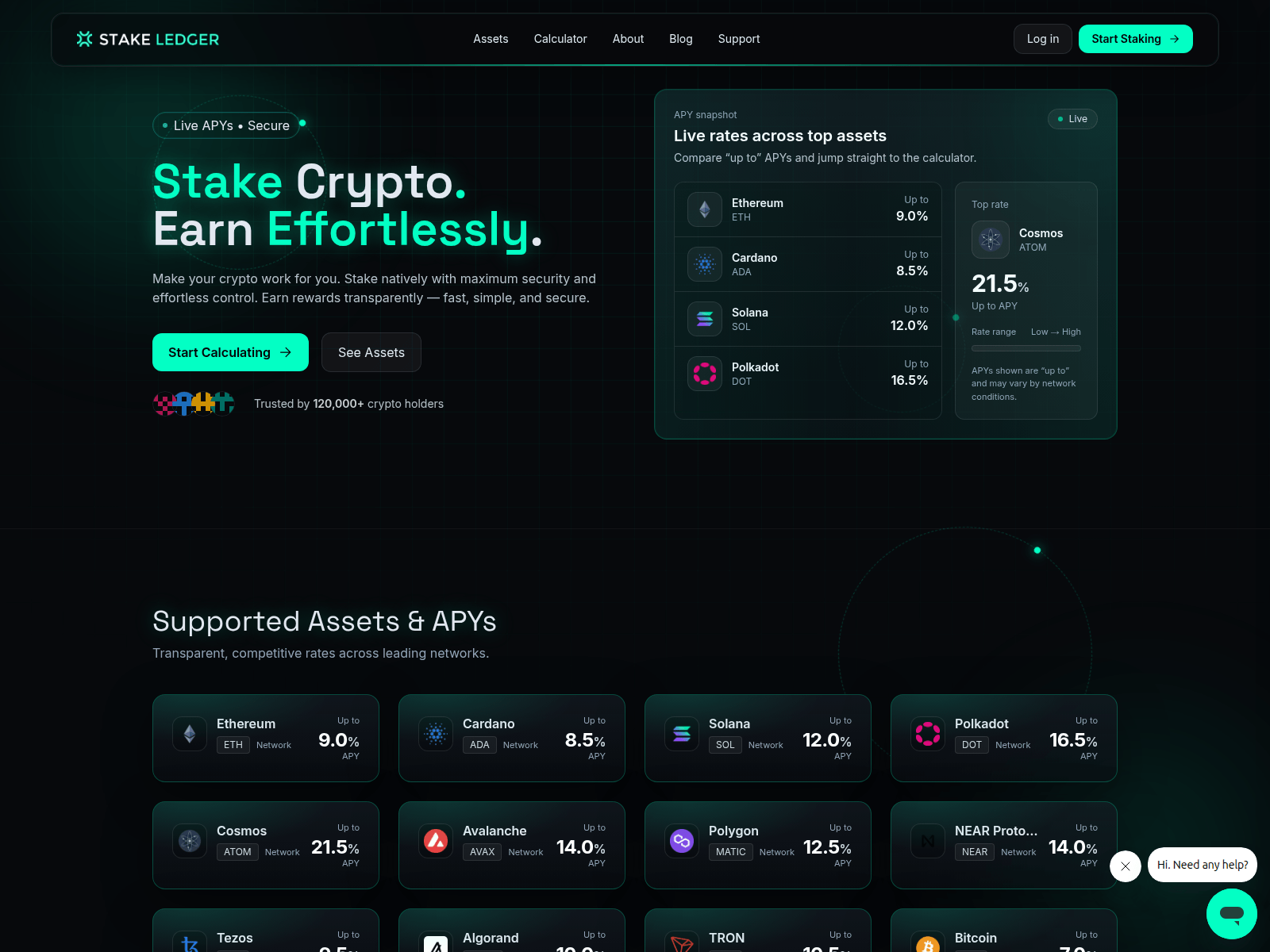 Forensic screenshot of stakeledger.io
