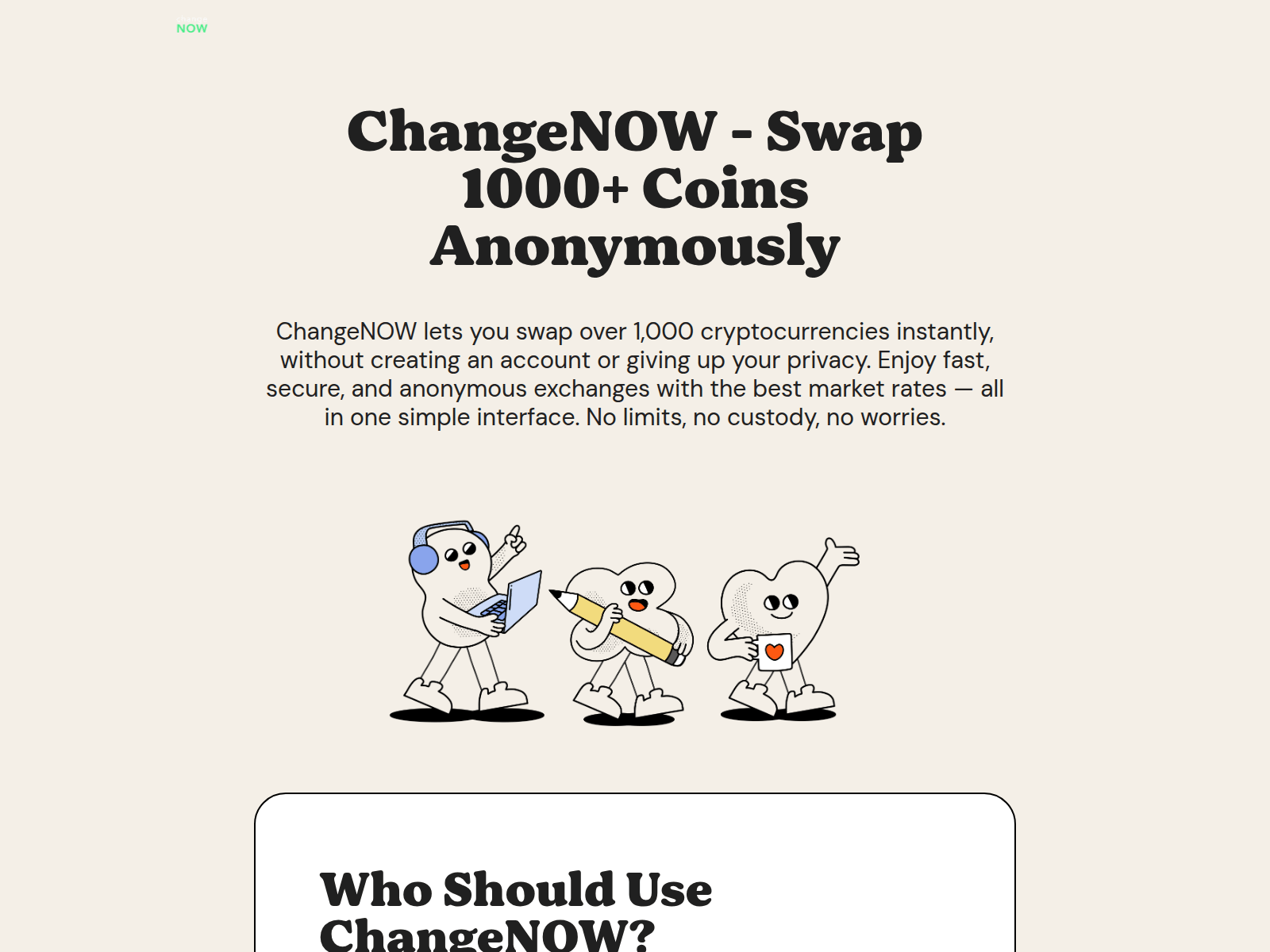 Screenshot of changenow-exchange.org
