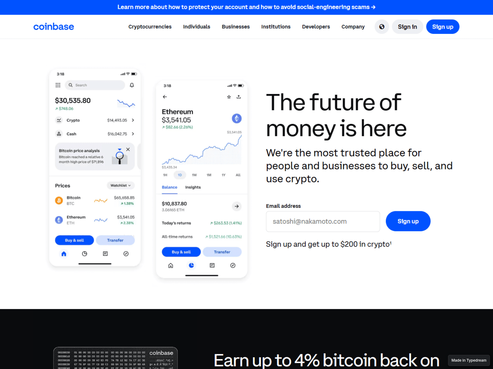 Screenshot of portal-cdn-coinbase.typedream.app